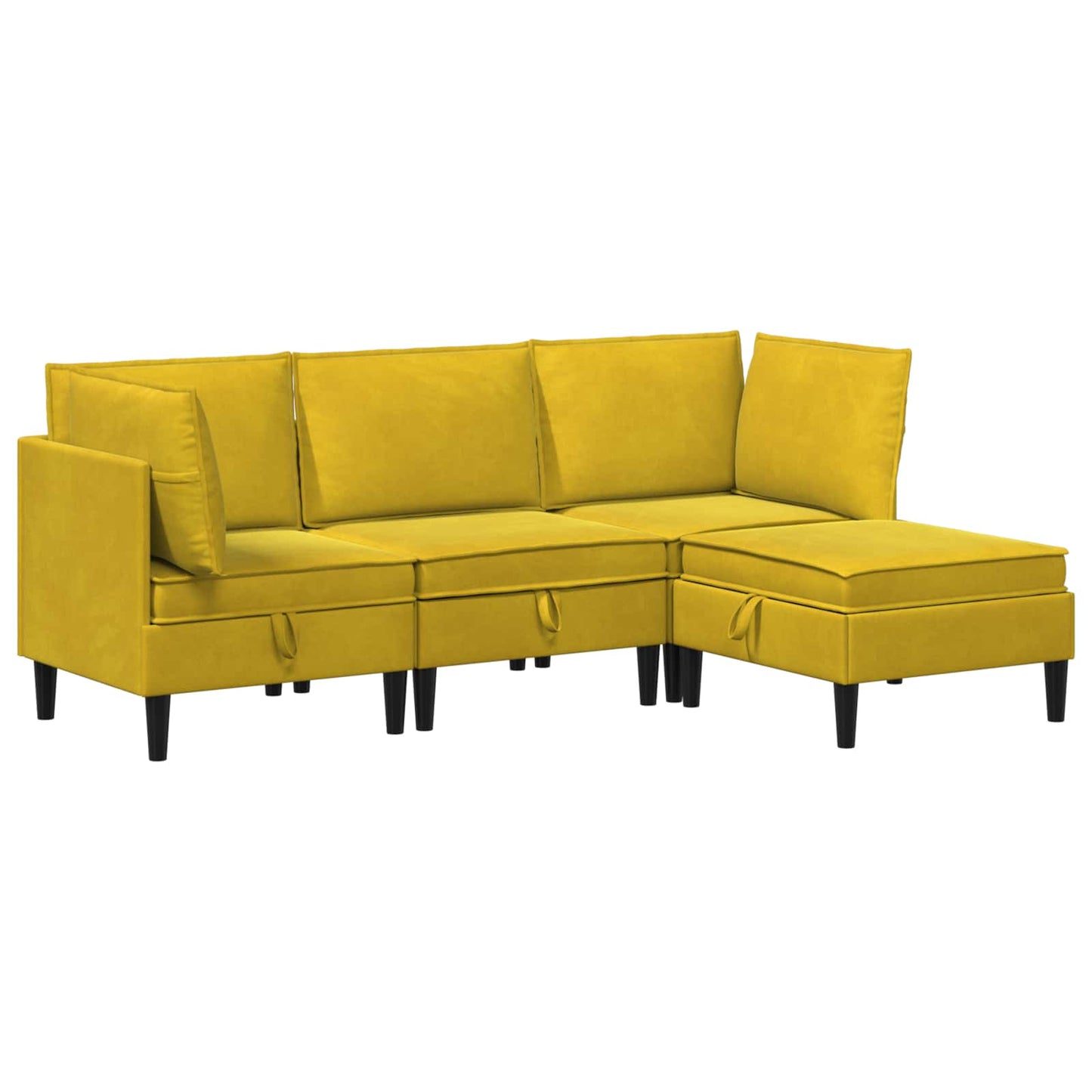 Woonkamer Meubelset met kussen met opslag 4 pcs Geel Fluweel is nu te koop bij PeponiXL, paradijselijk wonen!