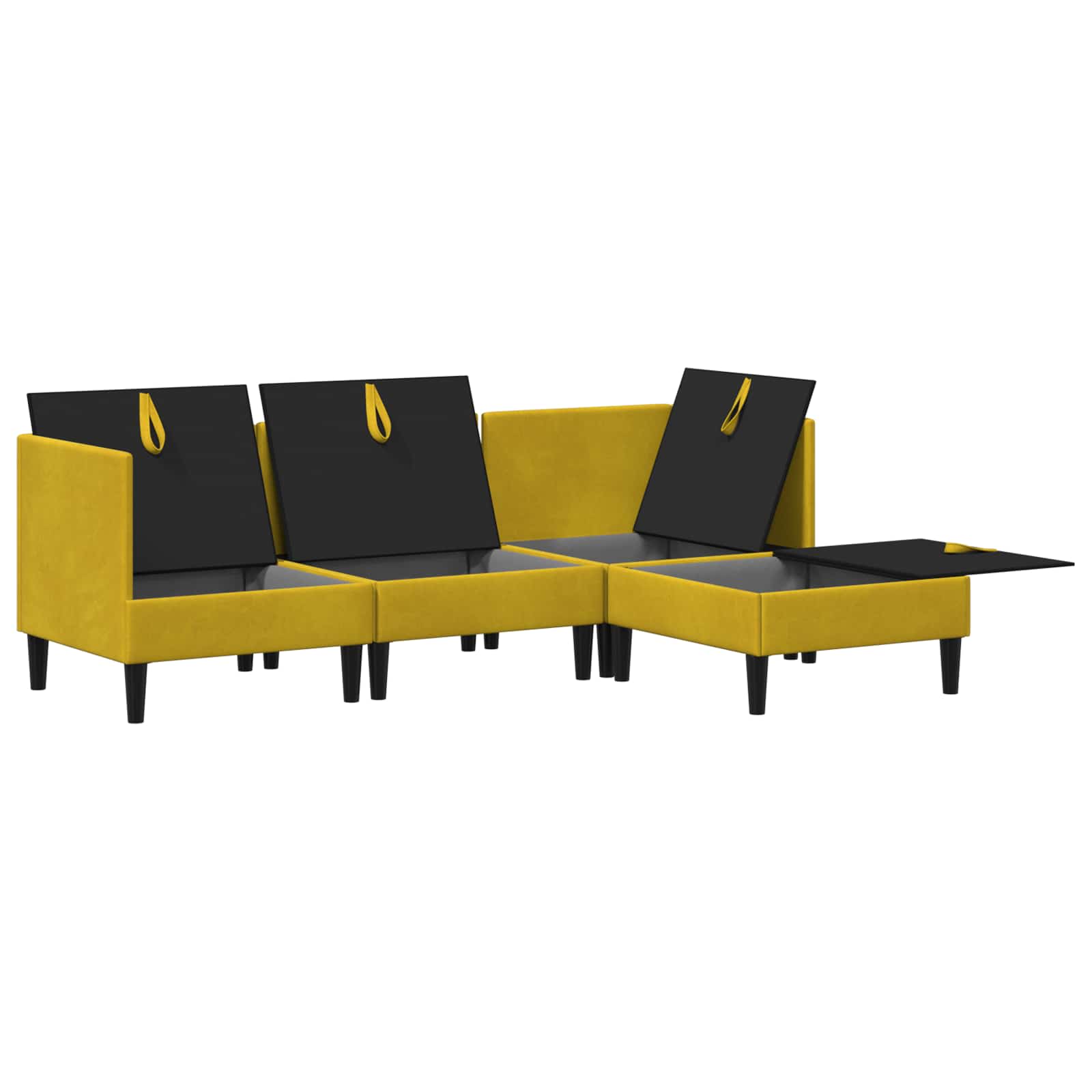 Woonkamer Meubelset met kussen met opslag 4 pcs Geel Fluweel is nu te koop bij PeponiXL, paradijselijk wonen!