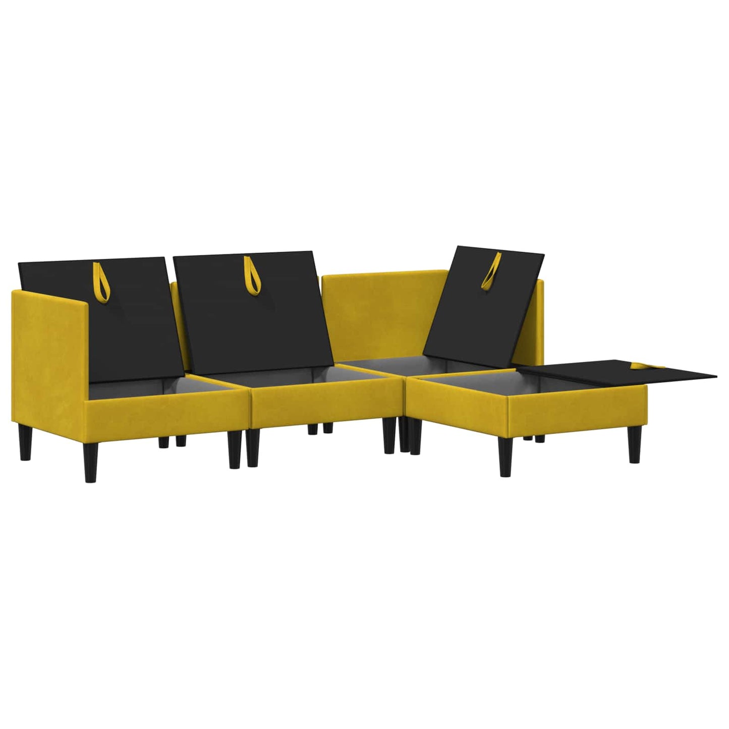 Woonkamer Meubelset met kussen met opslag 4 pcs Geel Fluweel is nu te koop bij PeponiXL, paradijselijk wonen!