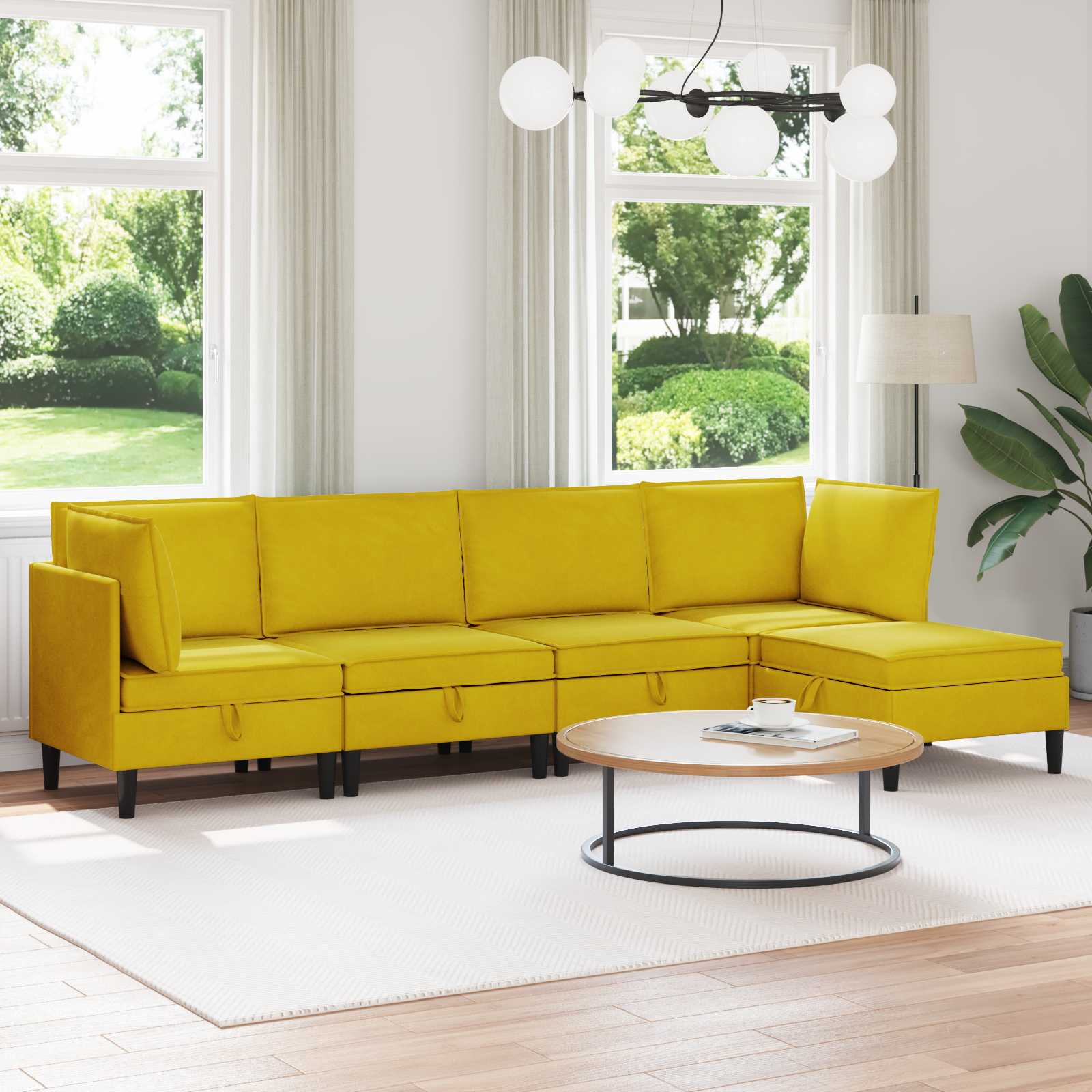 Woonkamer Meubelset met kussen met opslag 5 pcs Geel Fluweel is nu te koop bij PeponiXL, paradijselijk wonen!
