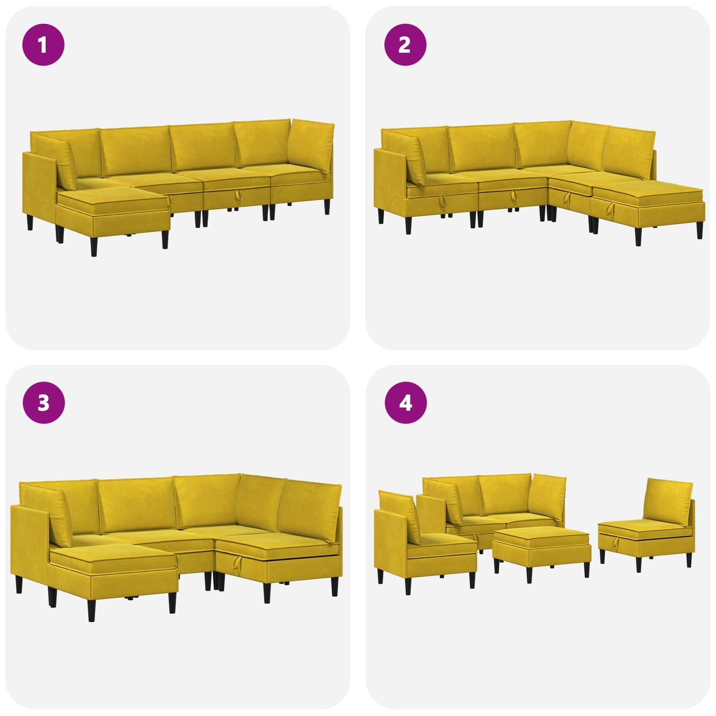 Woonkamer Meubelset met kussen met opslag 5 pcs Geel Fluweel is nu te koop bij PeponiXL, paradijselijk wonen!