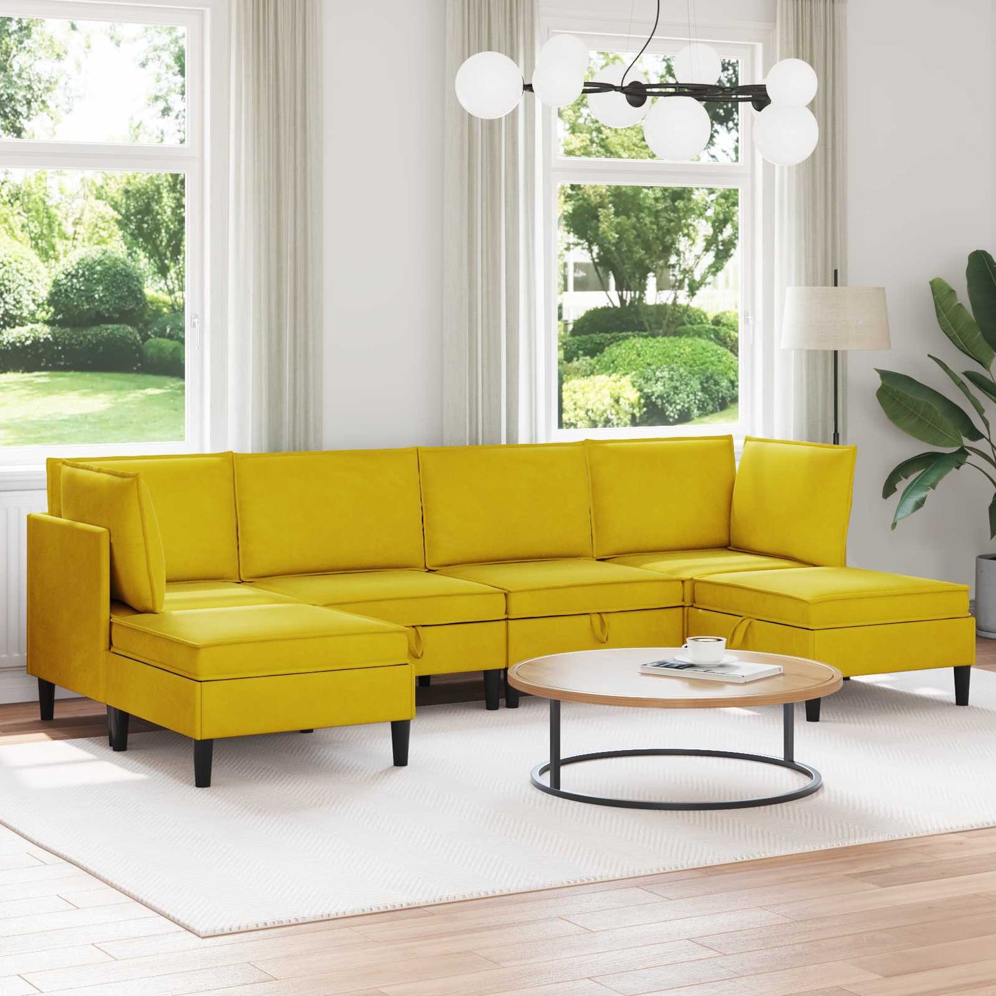 Woonkamer Meubelset met kussen met opslag 6 pcs Geel Fluweel is nu te koop bij PeponiXL, paradijselijk wonen!