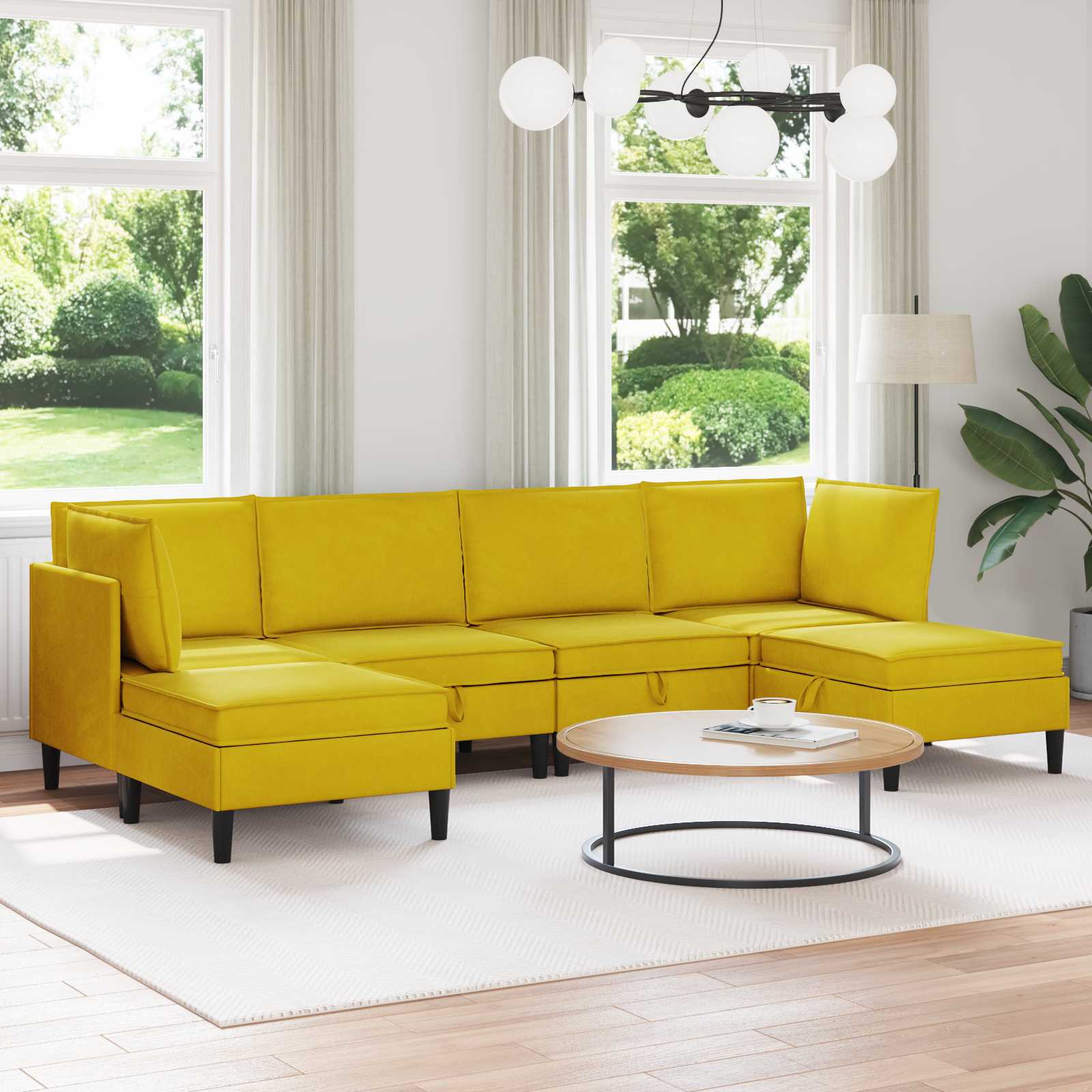 Woonkamer Meubelset met kussen met opslag 6 pcs Geel Fluweel is nu te koop bij PeponiXL, paradijselijk wonen!