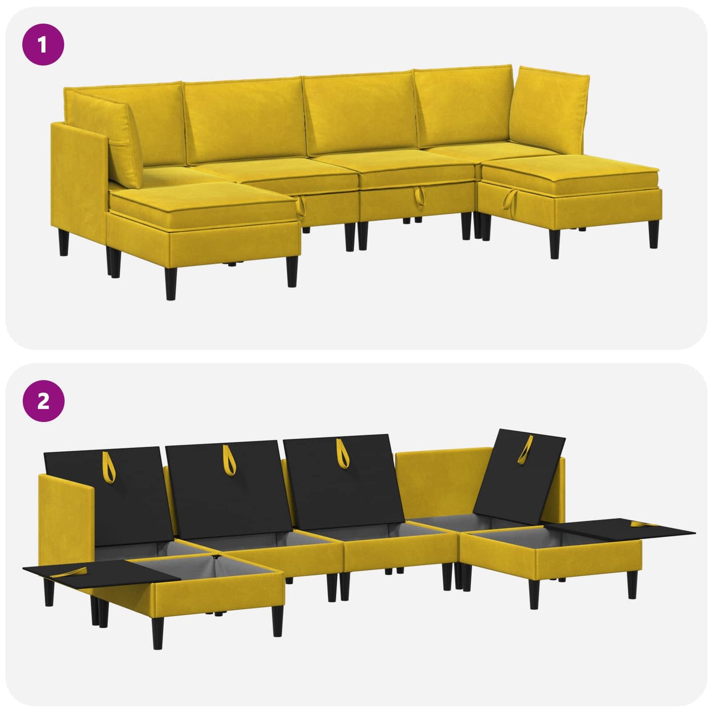 Woonkamer Meubelset met kussen met opslag 6 pcs Geel Fluweel is nu te koop bij PeponiXL, paradijselijk wonen!