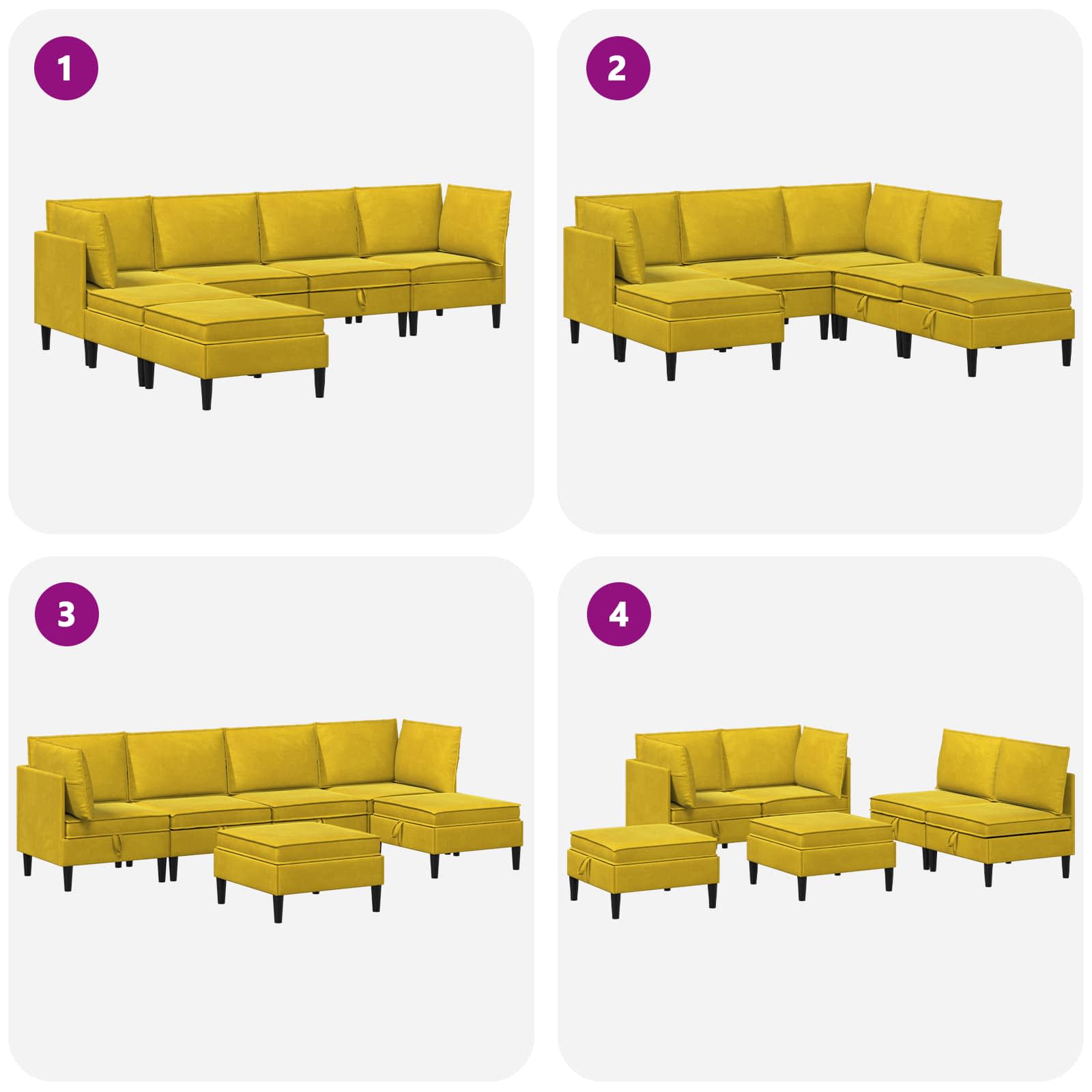 Woonkamer Meubelset met kussen met opslag 6 pcs Geel Fluweel is nu te koop bij PeponiXL, paradijselijk wonen!