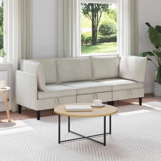 Woonkamer Meubelset met kussen 3 pcs Crèmekleurig Fluweel is nu te koop bij PeponiXL, paradijselijk wonen!