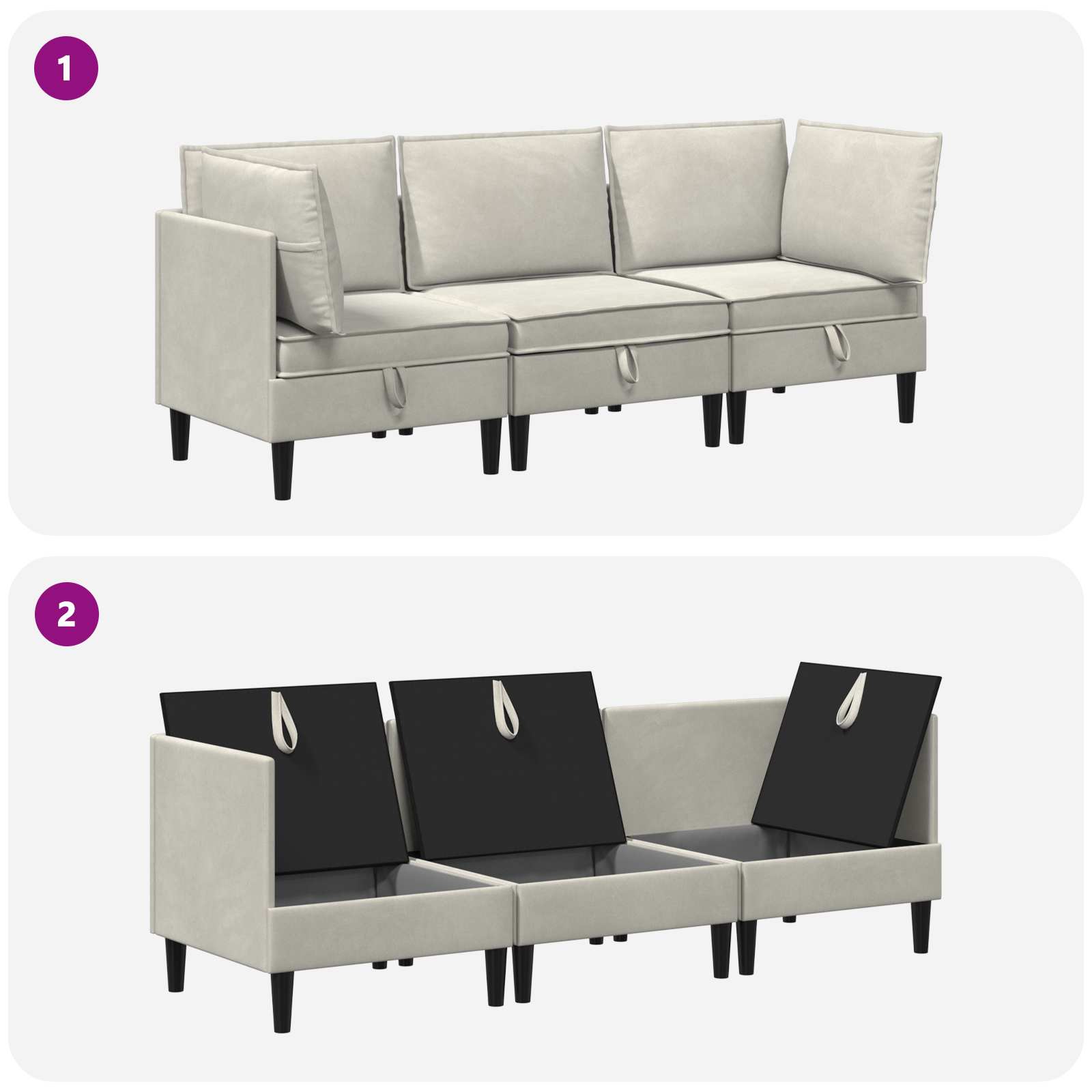 Woonkamer Meubelset met kussen 3 pcs Crèmekleurig Fluweel is nu te koop bij PeponiXL, paradijselijk wonen!