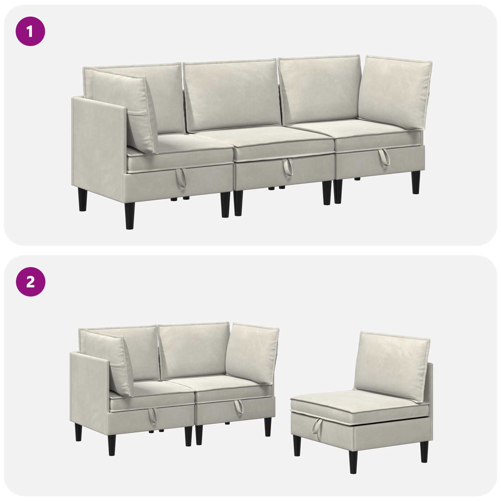 Woonkamer Meubelset met kussen 3 pcs Crèmekleurig Fluweel is nu te koop bij PeponiXL, paradijselijk wonen!