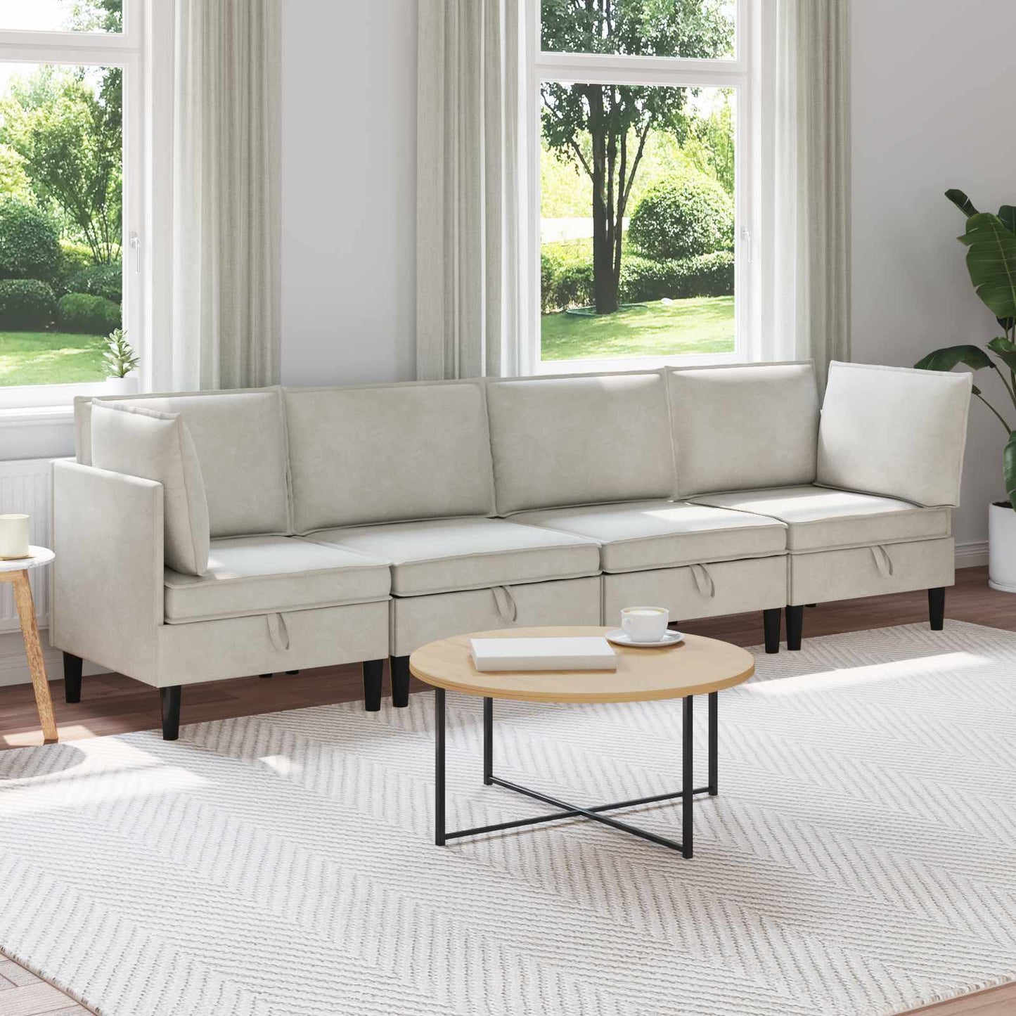 Woonkamer Meubelset met kussen 4 pcs Crèmekleurig Fluweel is nu te koop bij PeponiXL, paradijselijk wonen!