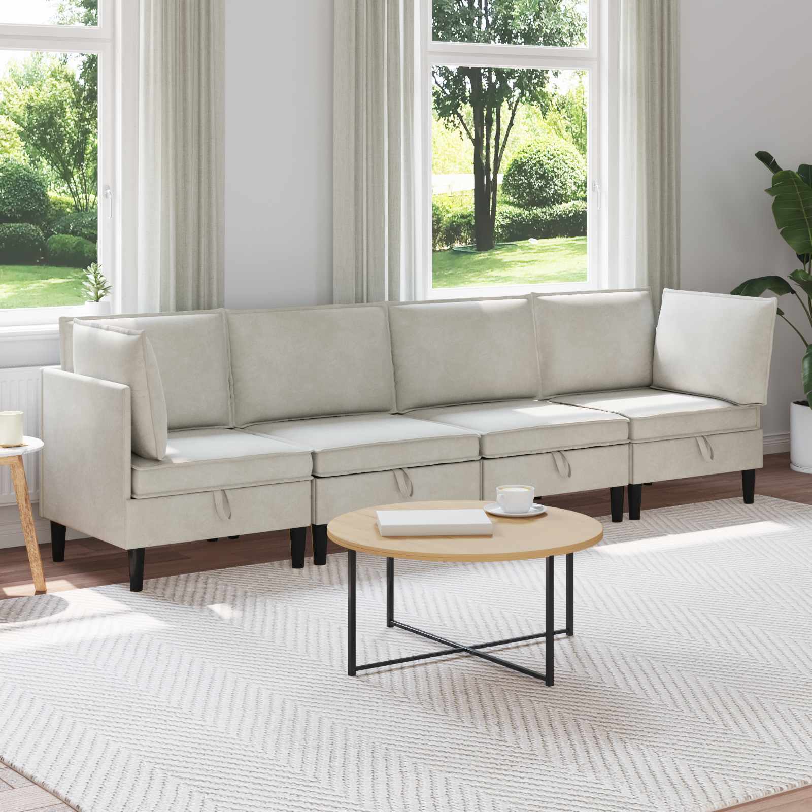 Woonkamer Meubelset met kussen 4 pcs Crèmekleurig Fluweel is nu te koop bij PeponiXL, paradijselijk wonen!