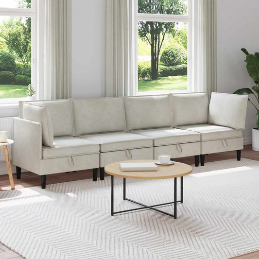 Woonkamer Meubelset met kussen 4 pcs Crèmekleurig Fluweel is nu te koop bij PeponiXL, paradijselijk wonen!