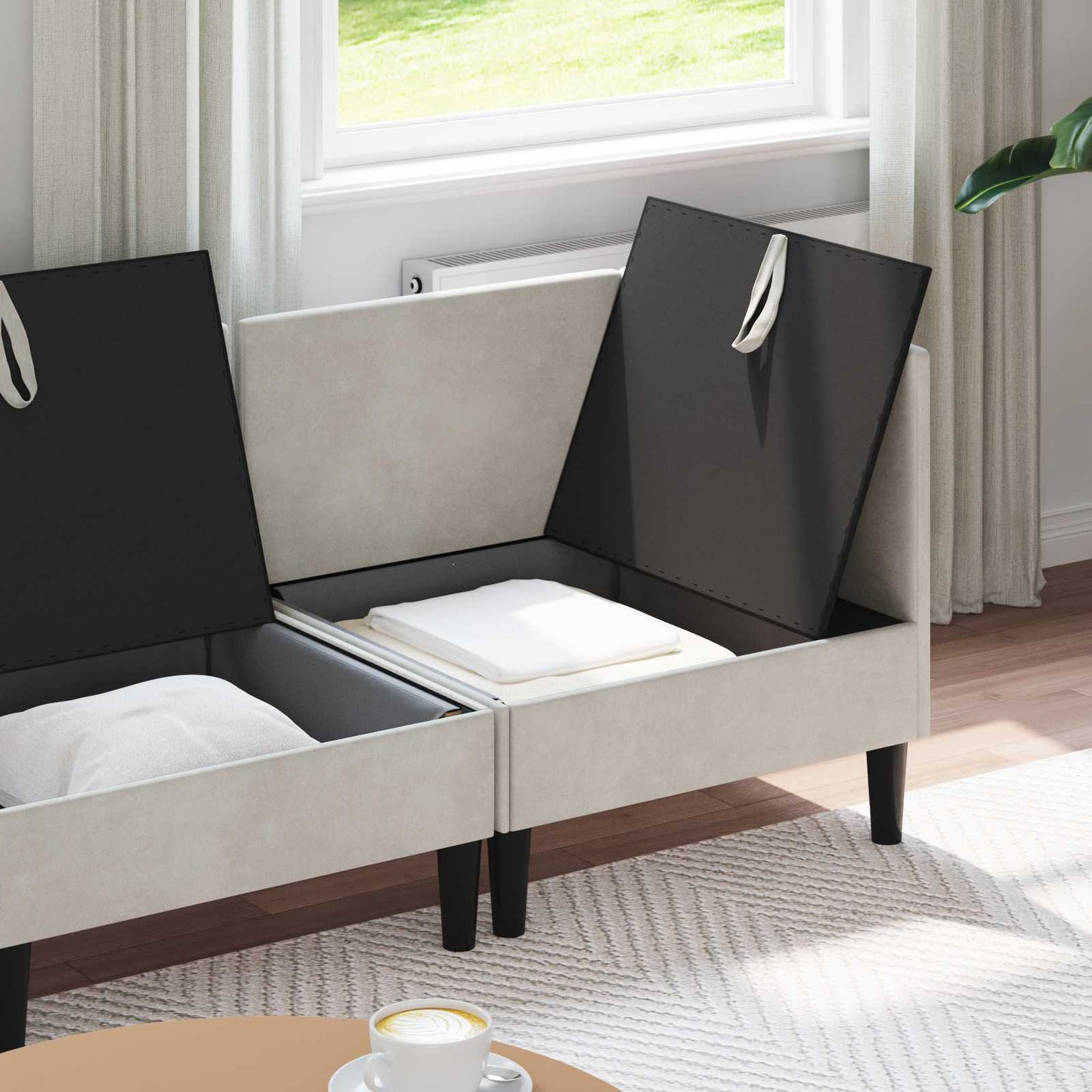 Woonkamer Meubelset met kussen 4 pcs Crèmekleurig Fluweel is nu te koop bij PeponiXL, paradijselijk wonen!