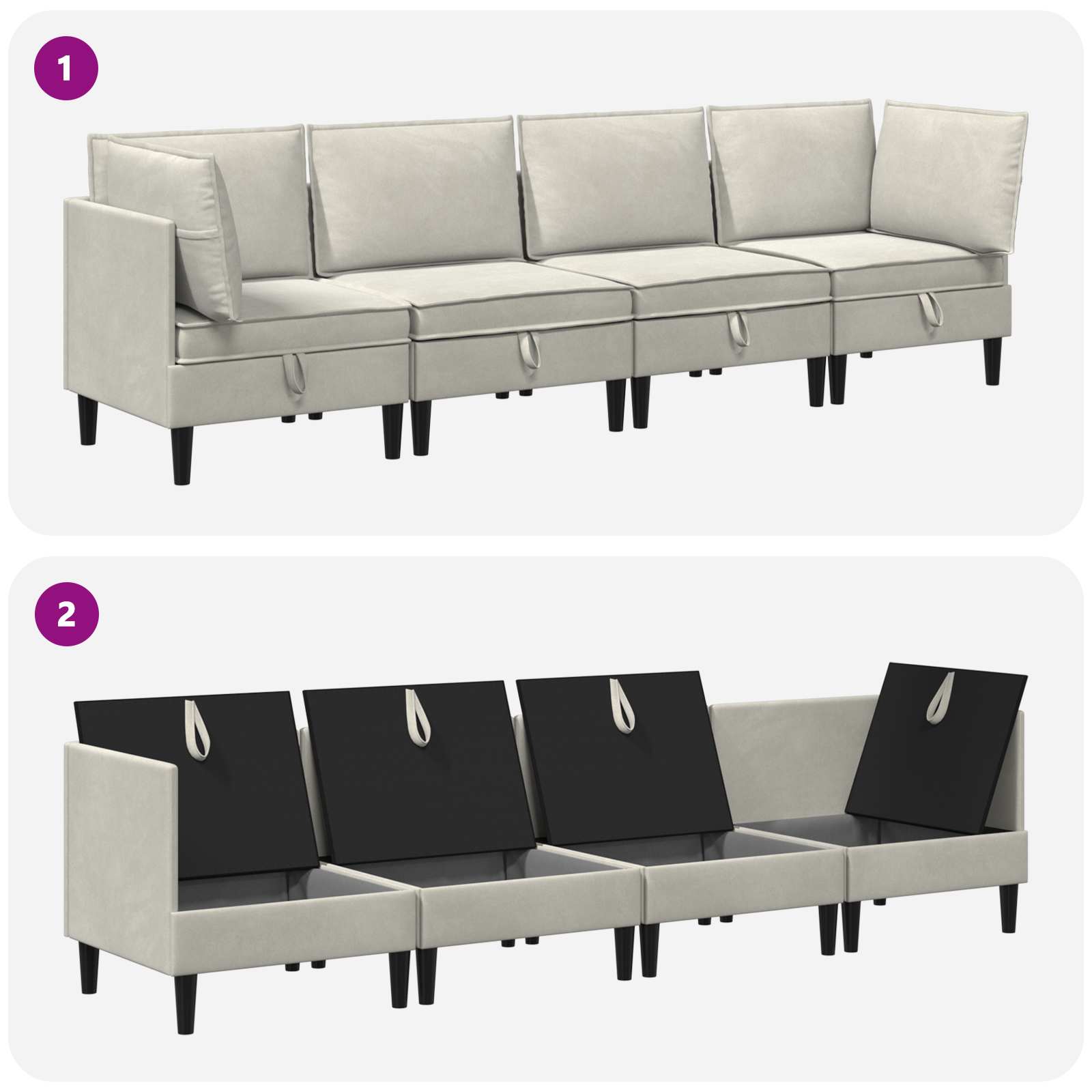 Woonkamer Meubelset met kussen 4 pcs Crèmekleurig Fluweel is nu te koop bij PeponiXL, paradijselijk wonen!