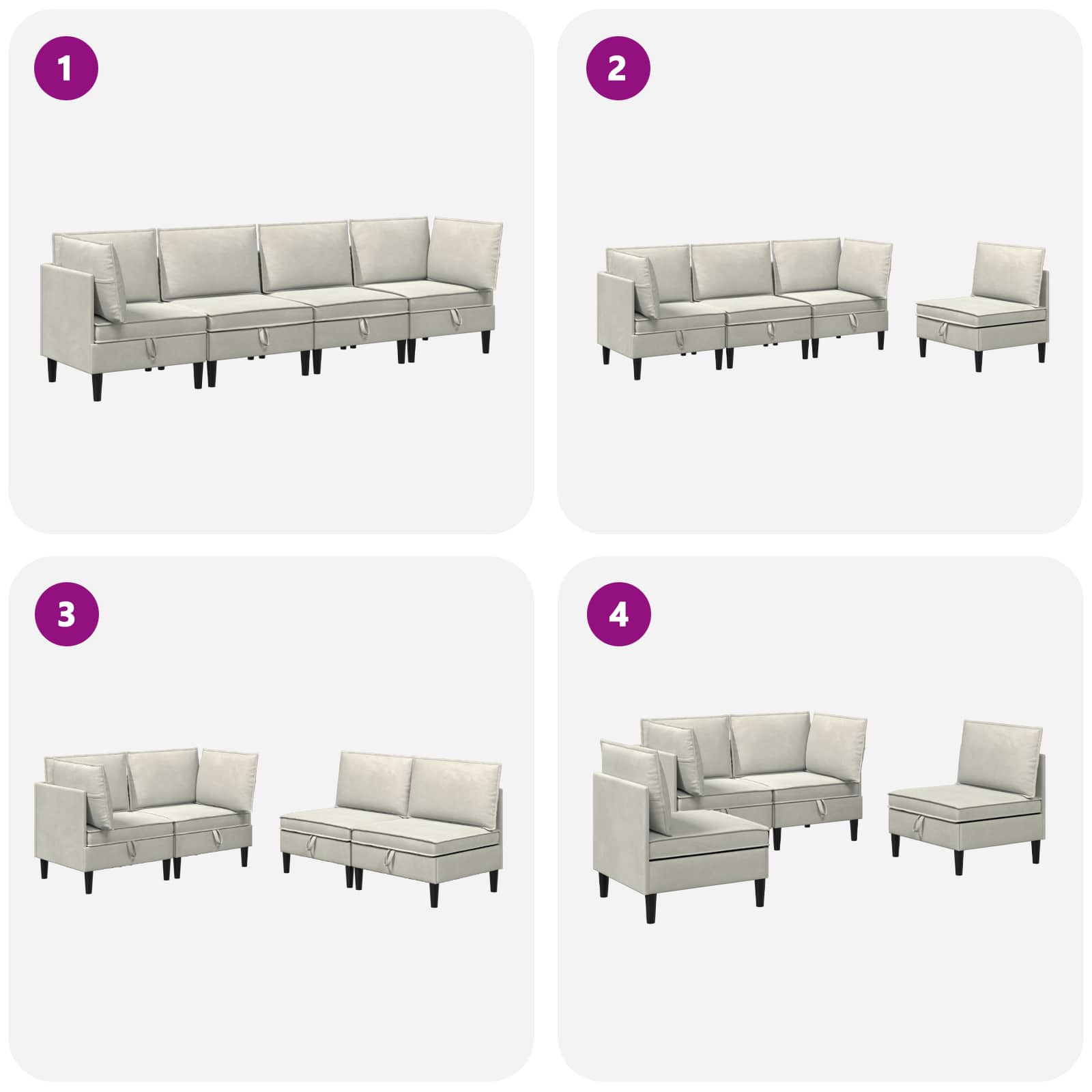 Woonkamer Meubelset met kussen 4 pcs Crèmekleurig Fluweel is nu te koop bij PeponiXL, paradijselijk wonen!