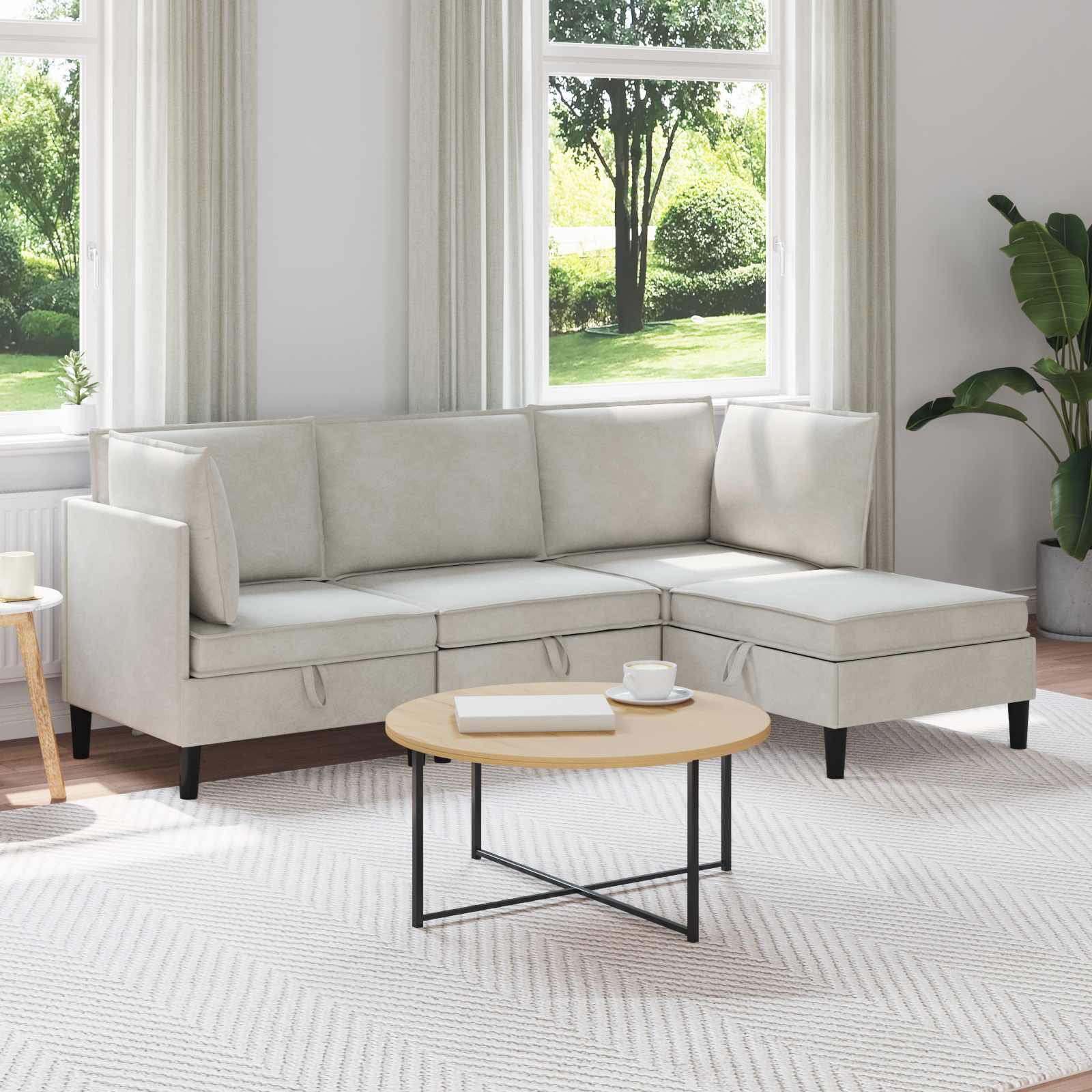 Woonkamer Meubelset met kussen 4 pcs Crèmekleurig Fluweel is nu te koop bij PeponiXL, paradijselijk wonen!