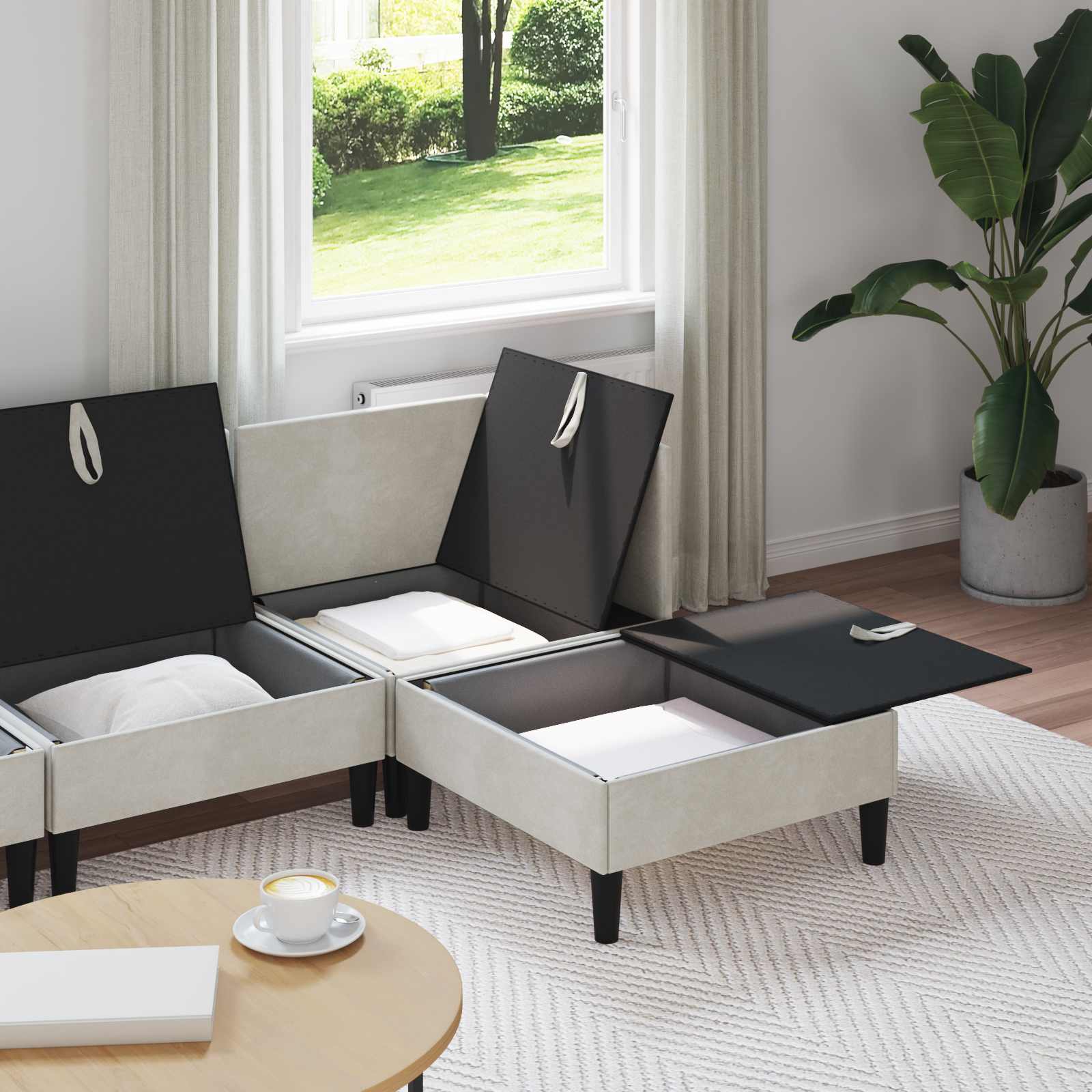 Woonkamer Meubelset met kussen 4 pcs Crèmekleurig Fluweel is nu te koop bij PeponiXL, paradijselijk wonen!