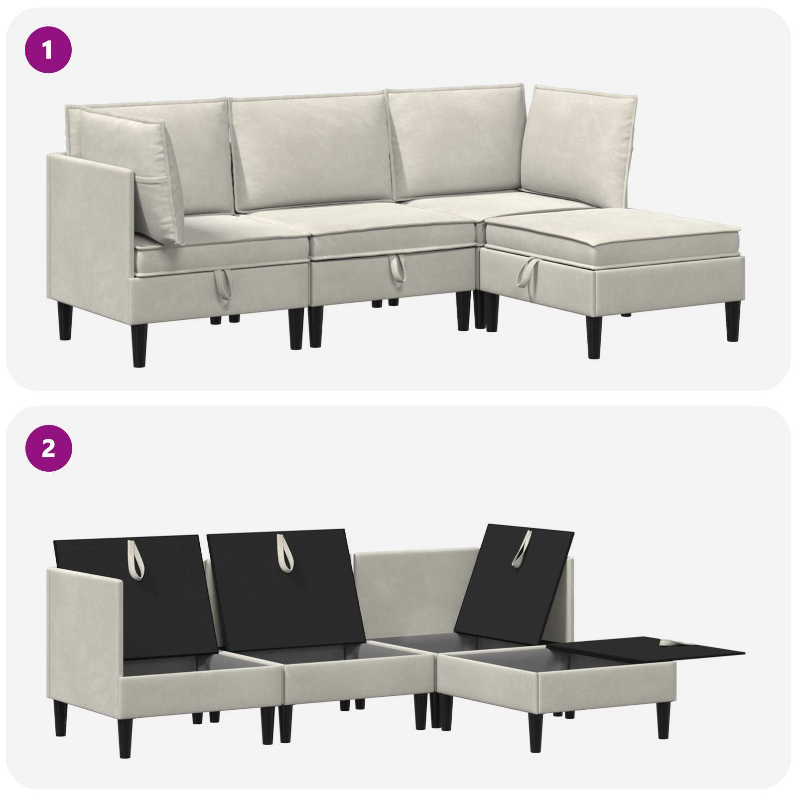Woonkamer Meubelset met kussen 4 pcs Crèmekleurig Fluweel is nu te koop bij PeponiXL, paradijselijk wonen!