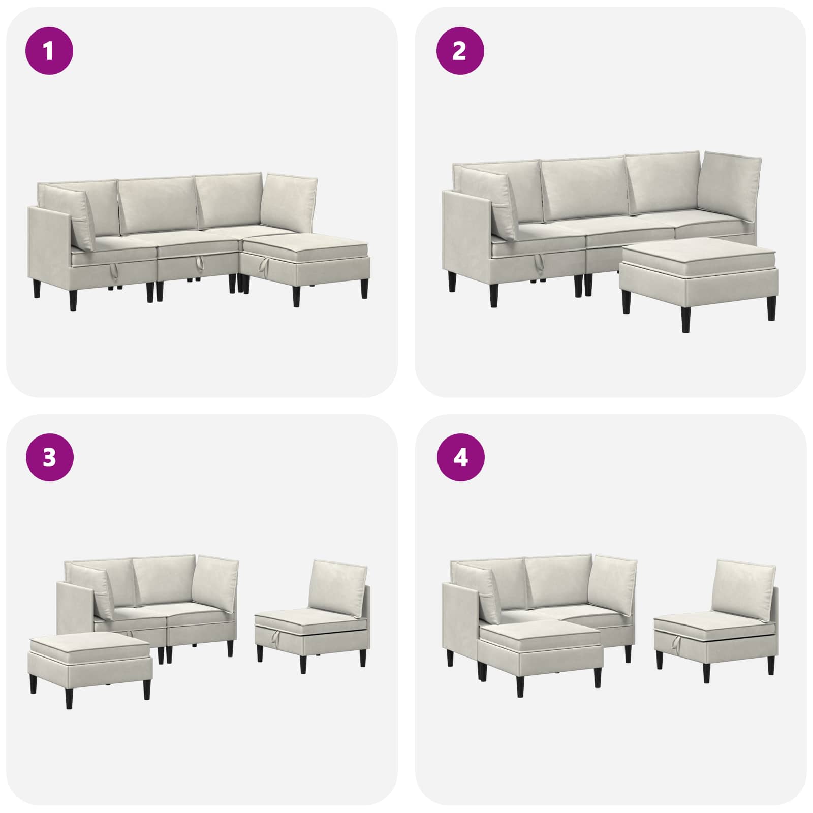 Woonkamer Meubelset met kussen 4 pcs Crèmekleurig Fluweel is nu te koop bij PeponiXL, paradijselijk wonen!