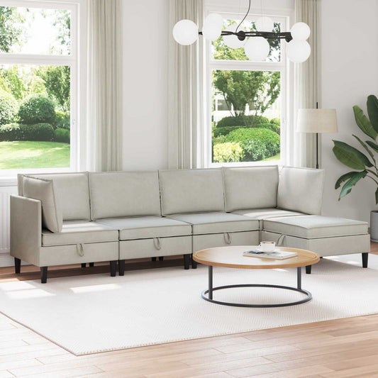 Woonkamer Meubelset met kussen 5 pcs Crèmekleurig Fluweel is nu te koop bij PeponiXL, paradijselijk wonen!
