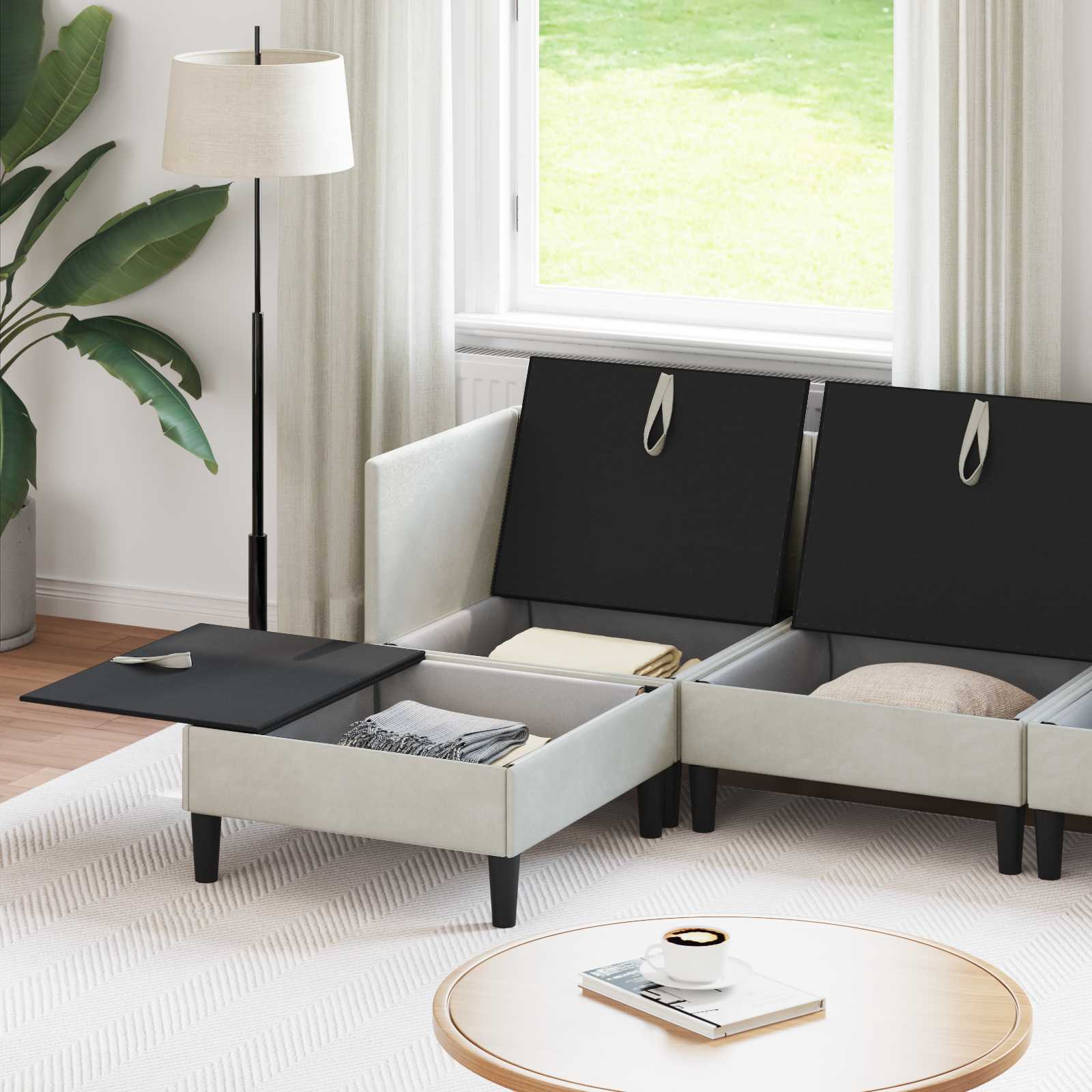 Woonkamer Meubelset met kussen 5 pcs Crèmekleurig Fluweel is nu te koop bij PeponiXL, paradijselijk wonen!