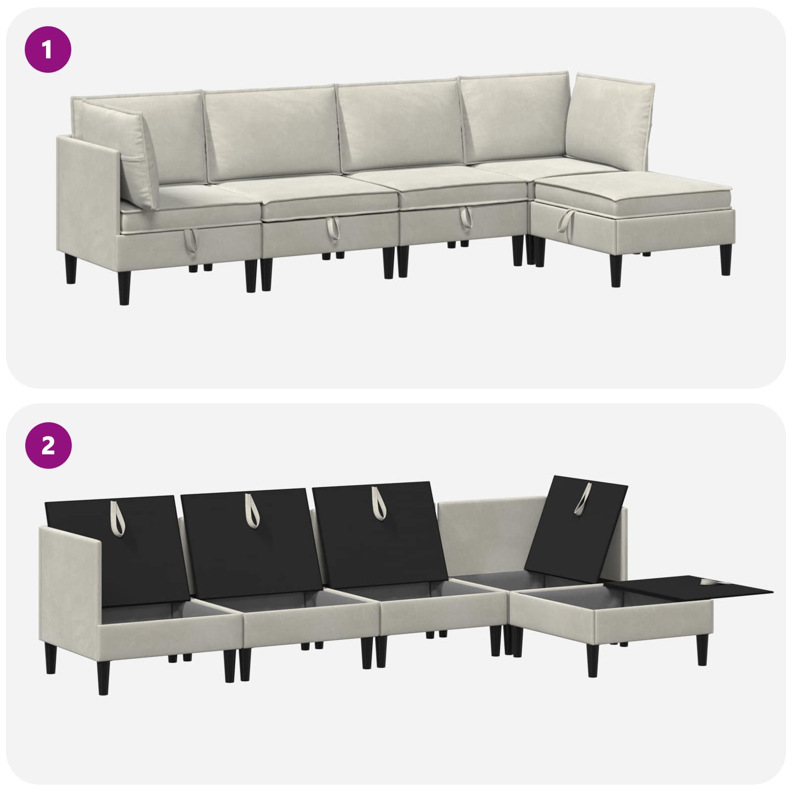 Woonkamer Meubelset met kussen 5 pcs Crèmekleurig Fluweel is nu te koop bij PeponiXL, paradijselijk wonen!