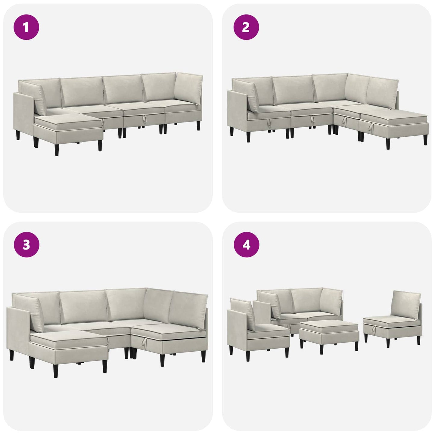 Woonkamer Meubelset met kussen 5 pcs Crèmekleurig Fluweel is nu te koop bij PeponiXL, paradijselijk wonen!