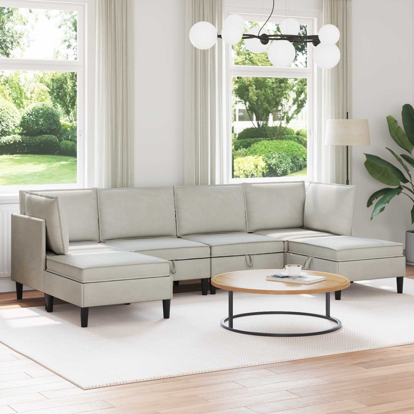 Woonkamer Meubelset met kussen 6 pcs Crèmekleurig Fluweel is nu te koop bij PeponiXL, paradijselijk wonen!