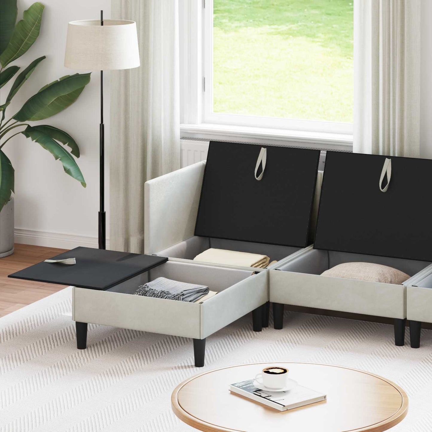 Woonkamer Meubelset met kussen 6 pcs Crèmekleurig Fluweel is nu te koop bij PeponiXL, paradijselijk wonen!