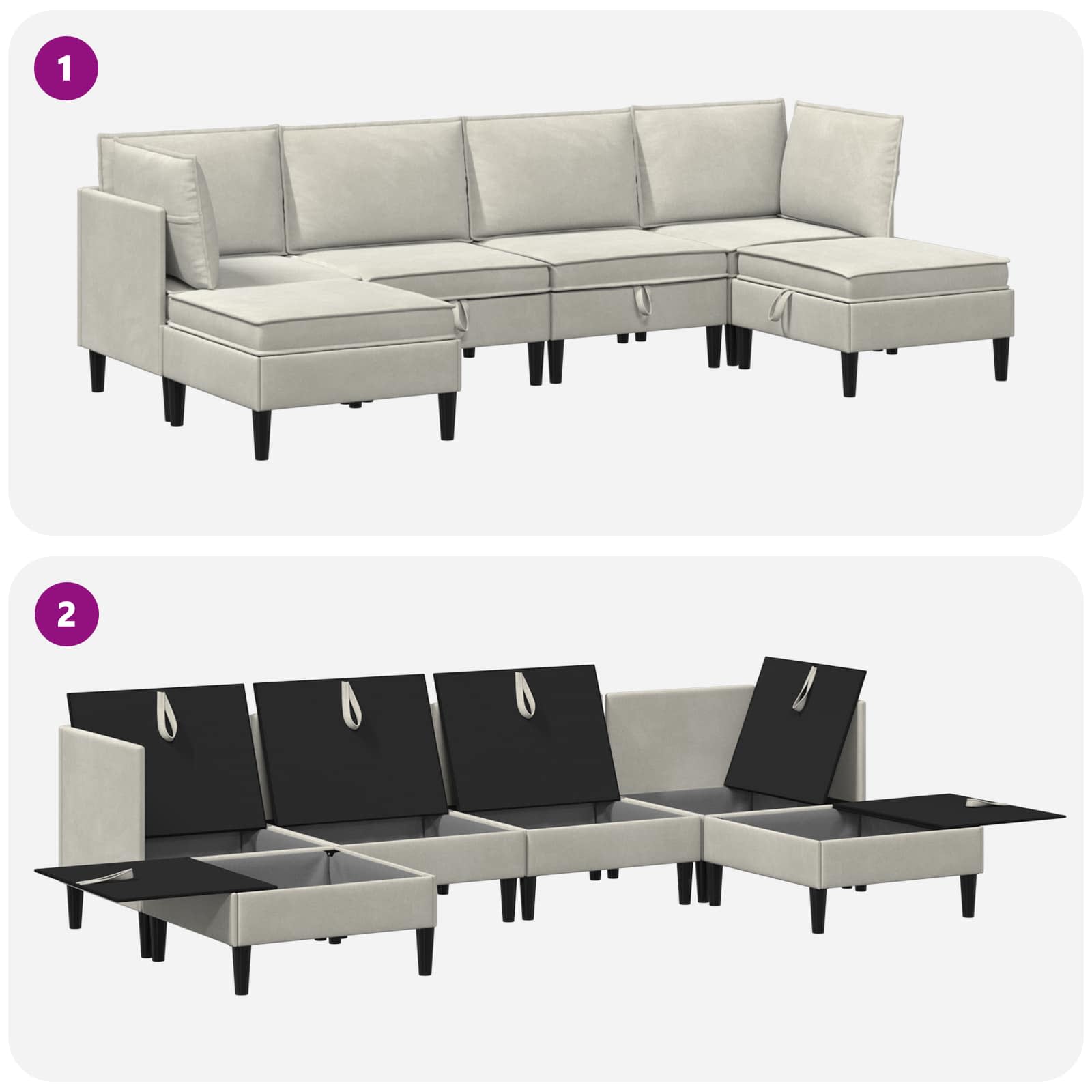 Woonkamer Meubelset met kussen 6 pcs Crèmekleurig Fluweel is nu te koop bij PeponiXL, paradijselijk wonen!