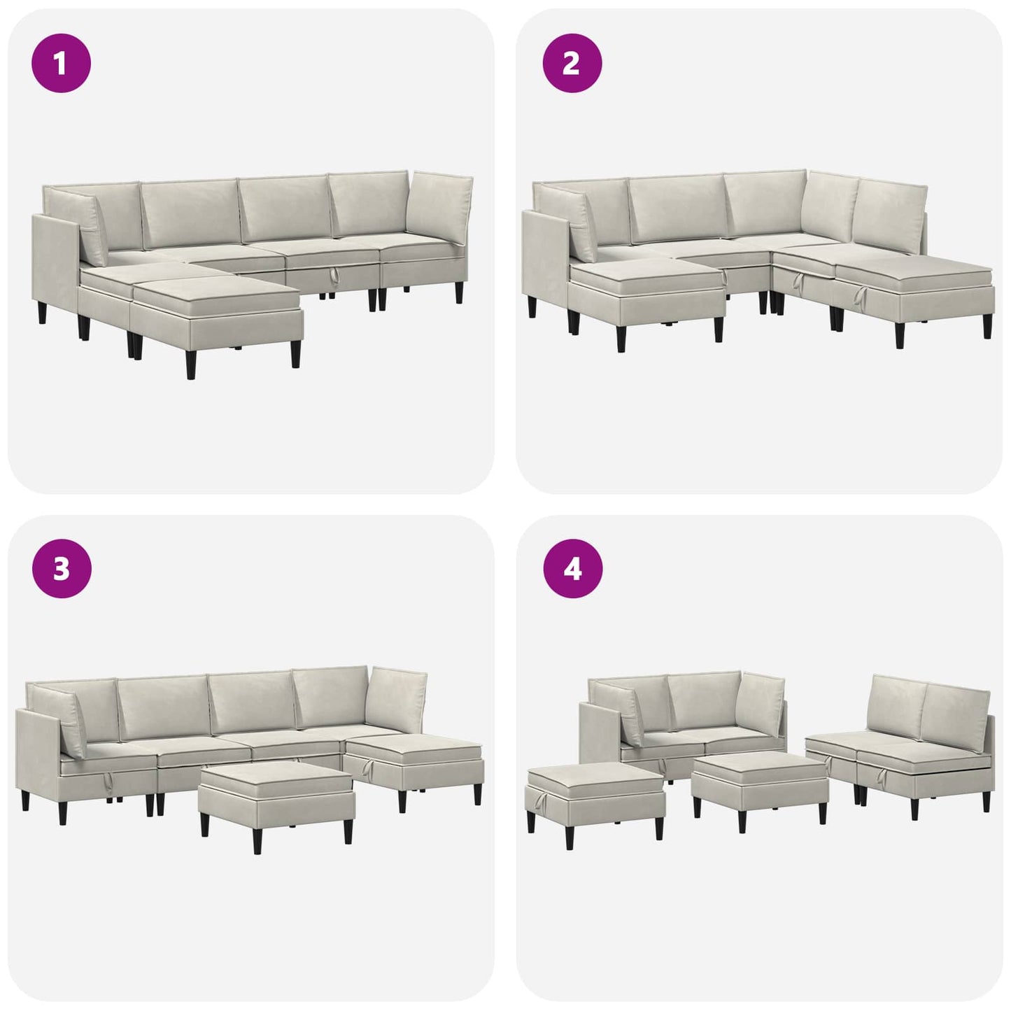 Woonkamer Meubelset met kussen 6 pcs Crèmekleurig Fluweel is nu te koop bij PeponiXL, paradijselijk wonen!