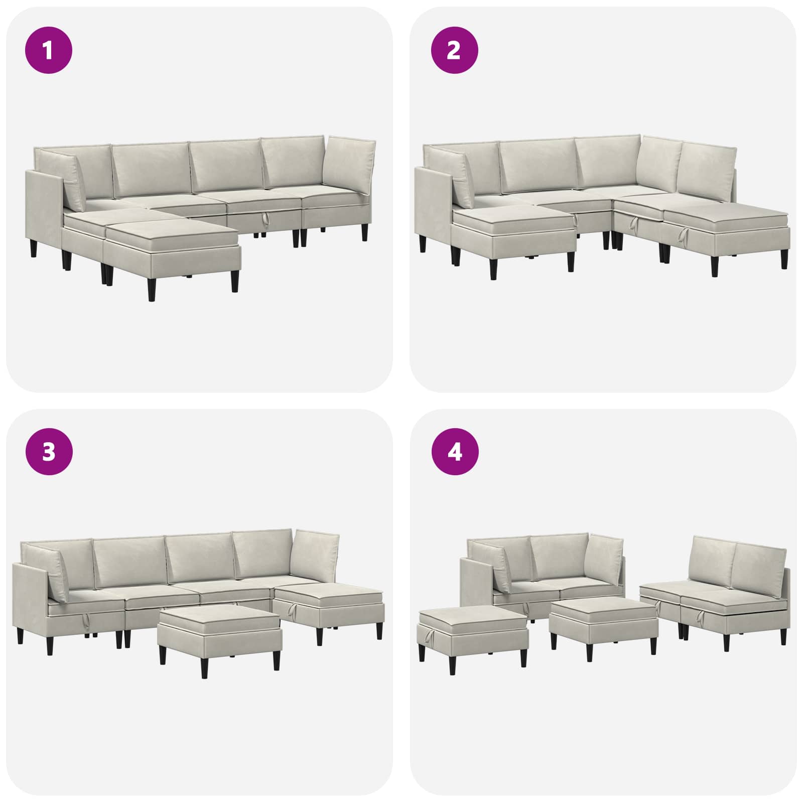 Woonkamer Meubelset met kussen 6 pcs Crèmekleurig Fluweel is nu te koop bij PeponiXL, paradijselijk wonen!