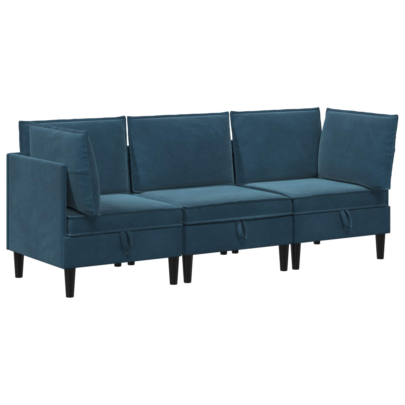 Woonkamer Meubelset met kussen met opslag 3 pcs Blauw Fluweel is nu te koop bij PeponiXL, paradijselijk wonen!