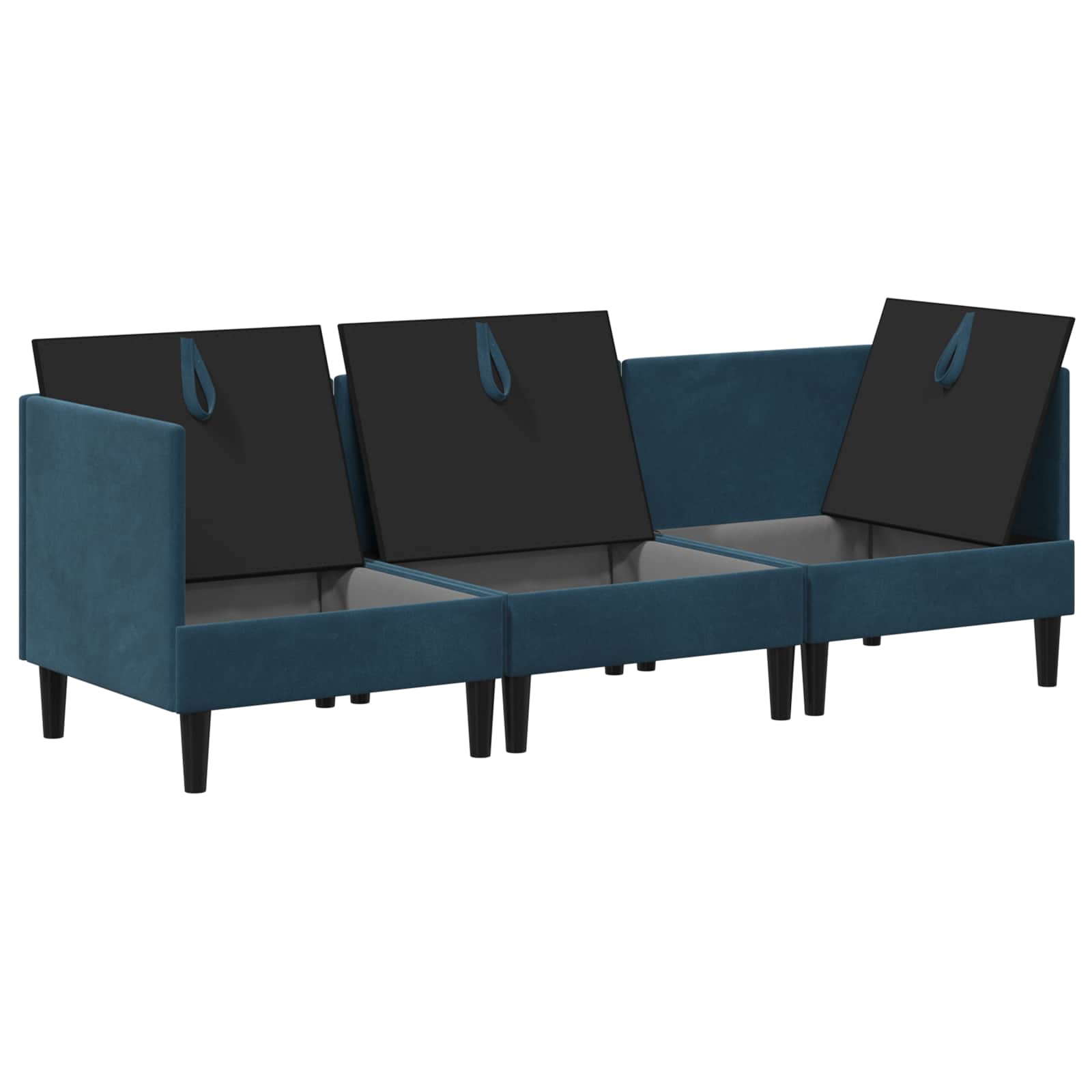 Woonkamer Meubelset met kussen met opslag 3 pcs Blauw Fluweel is nu te koop bij PeponiXL, paradijselijk wonen!