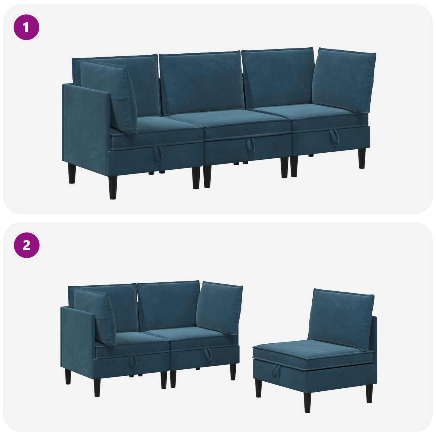 Woonkamer Meubelset met kussen met opslag 3 pcs Blauw Fluweel is nu te koop bij PeponiXL, paradijselijk wonen!