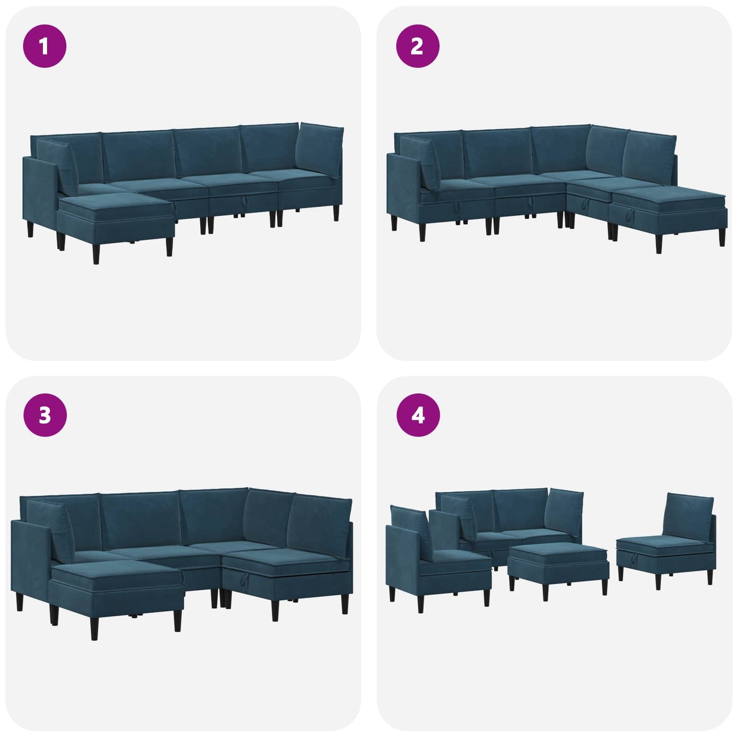 Woonkamer Meubelset met kussen met opslag 5 pcs Blauw Fluweel is nu te koop bij PeponiXL, paradijselijk wonen!