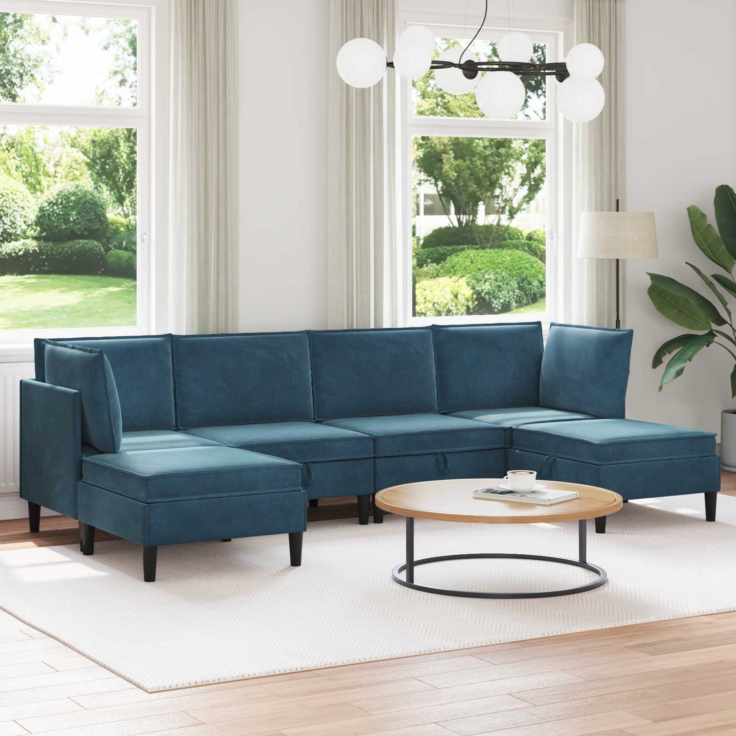 Woonkamer Meubelset met kussen met opslag 6 pcs Blauw Fluweel is nu te koop bij PeponiXL, paradijselijk wonen!