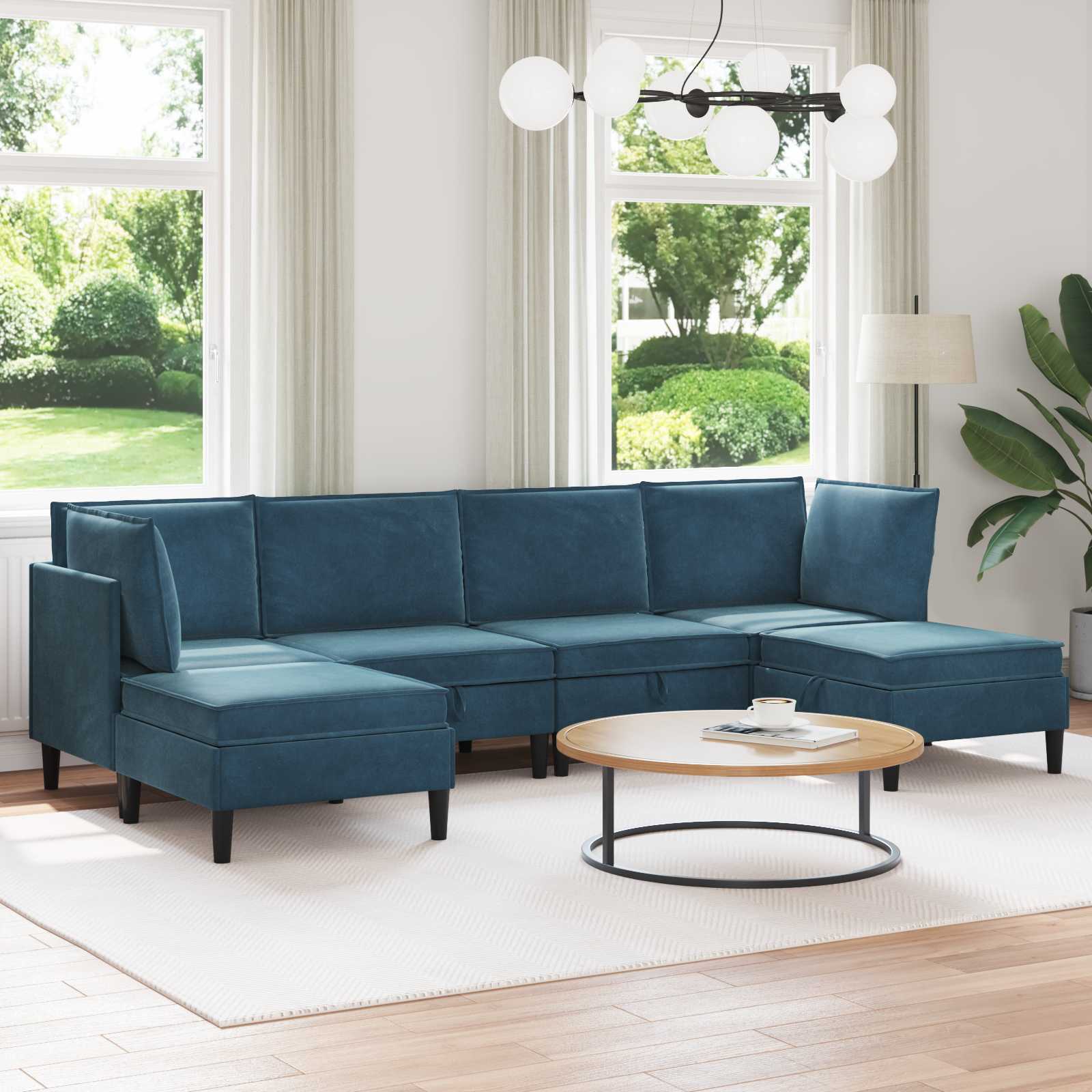 Woonkamer Meubelset met kussen met opslag 6 pcs Blauw Fluweel is nu te koop bij PeponiXL, paradijselijk wonen!