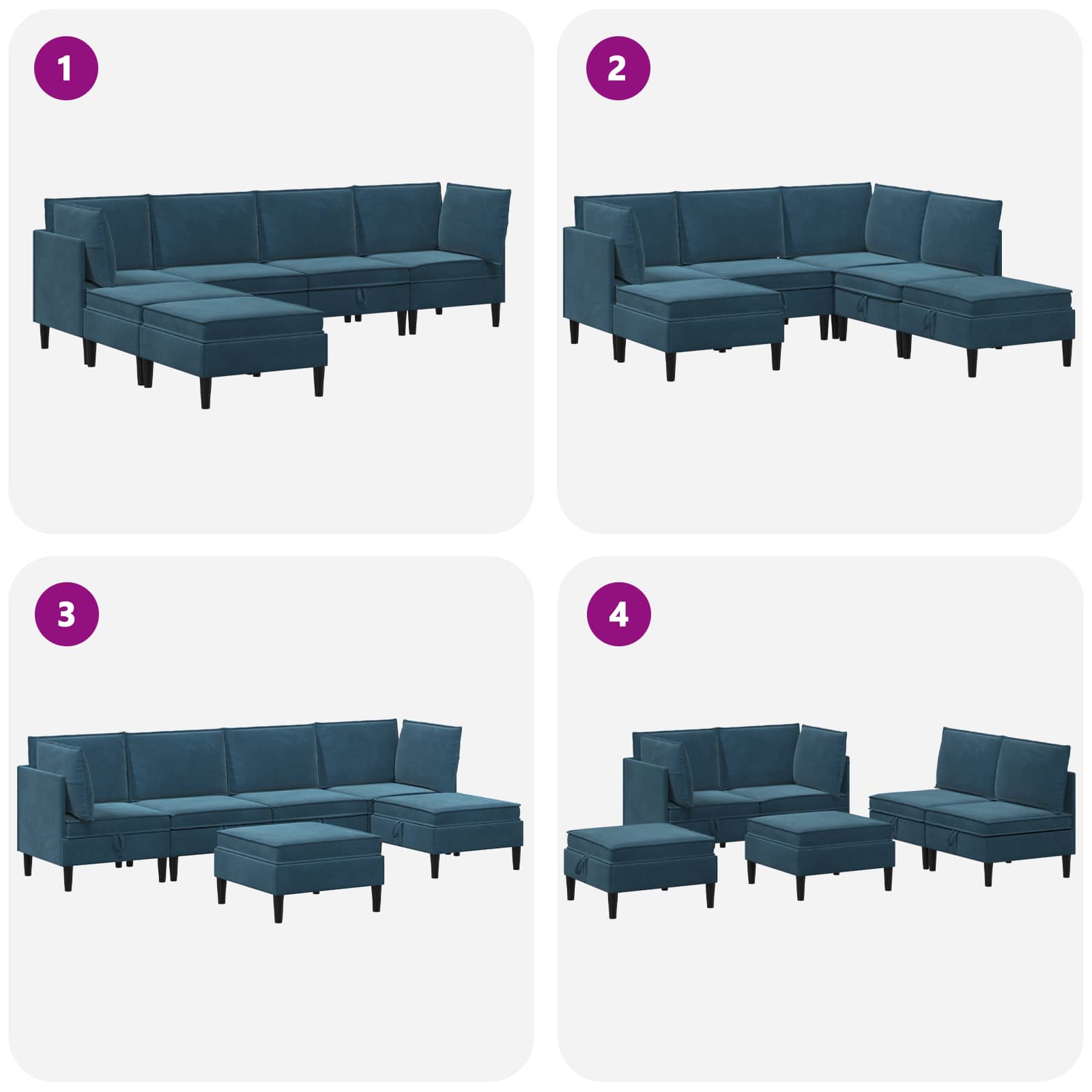Woonkamer Meubelset met kussen met opslag 6 pcs Blauw Fluweel is nu te koop bij PeponiXL, paradijselijk wonen!