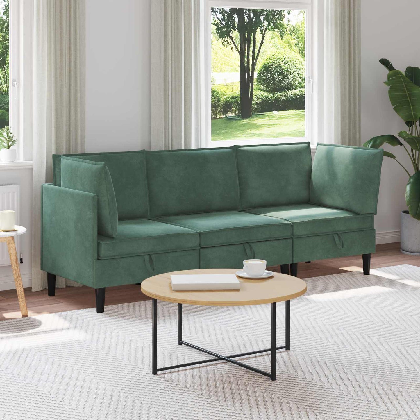 Woonkamer Meubelset met kussen 3 pcs Zeegroen Fluweel is nu te koop bij PeponiXL, paradijselijk wonen!
