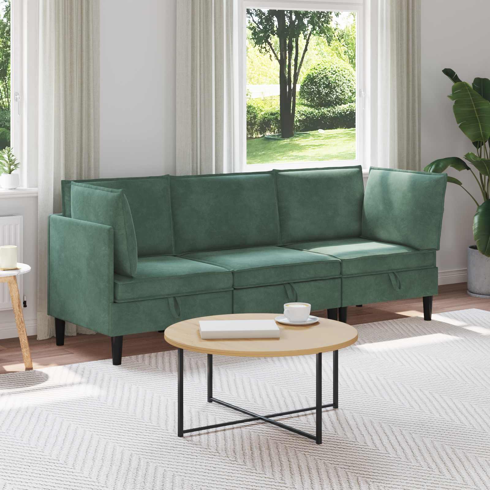 Woonkamer Meubelset met kussen 3 pcs Zeegroen Fluweel is nu te koop bij PeponiXL, paradijselijk wonen!