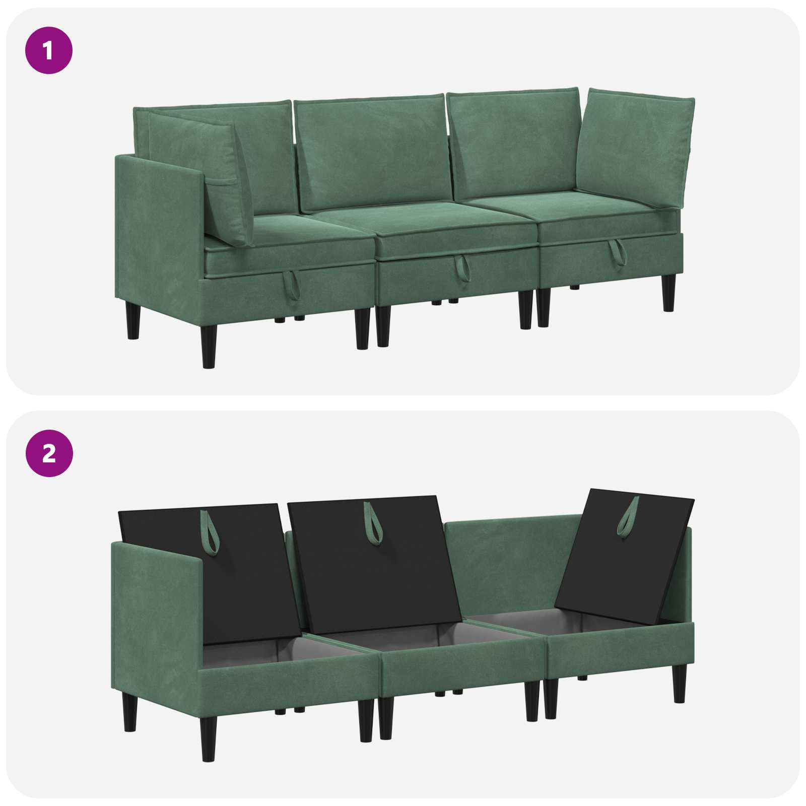 Woonkamer Meubelset met kussen 3 pcs Zeegroen Fluweel is nu te koop bij PeponiXL, paradijselijk wonen!