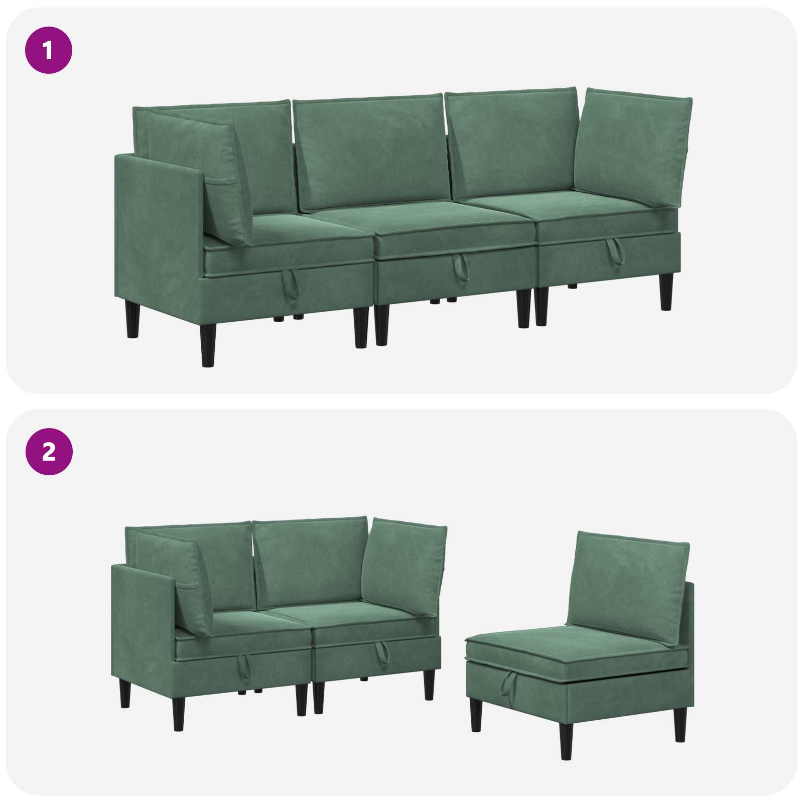 Woonkamer Meubelset met kussen 3 pcs Zeegroen Fluweel is nu te koop bij PeponiXL, paradijselijk wonen!