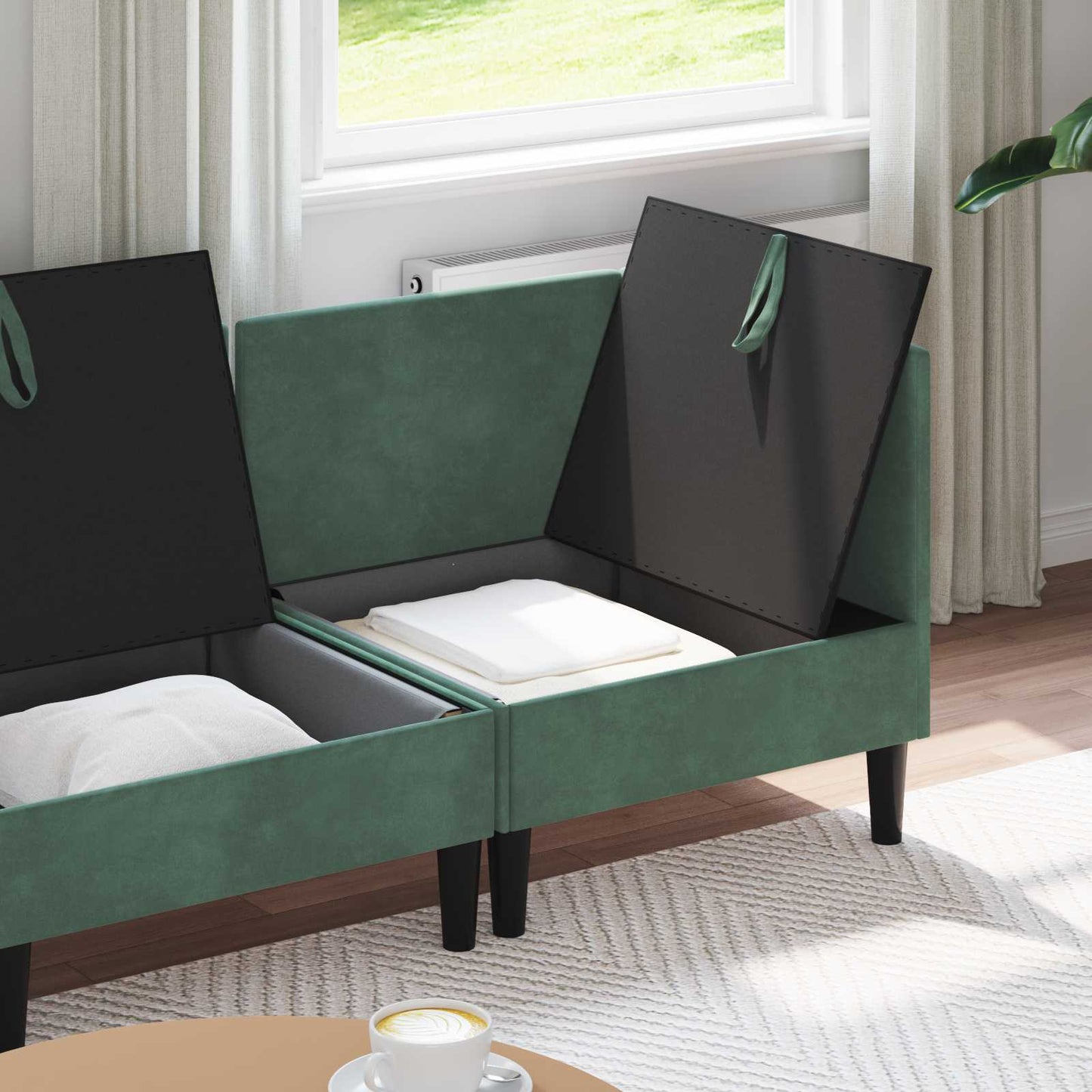 Woonkamer Meubelset met kussen 4 pcs Zeegroen Fluweel is nu te koop bij PeponiXL, paradijselijk wonen!
