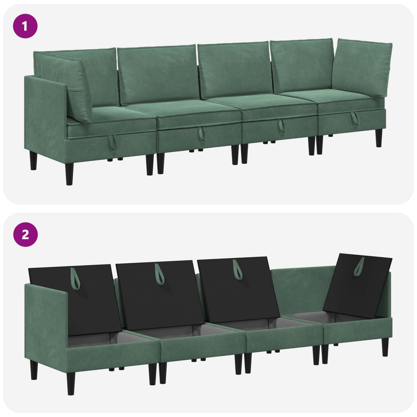 Woonkamer Meubelset met kussen 4 pcs Zeegroen Fluweel is nu te koop bij PeponiXL, paradijselijk wonen!