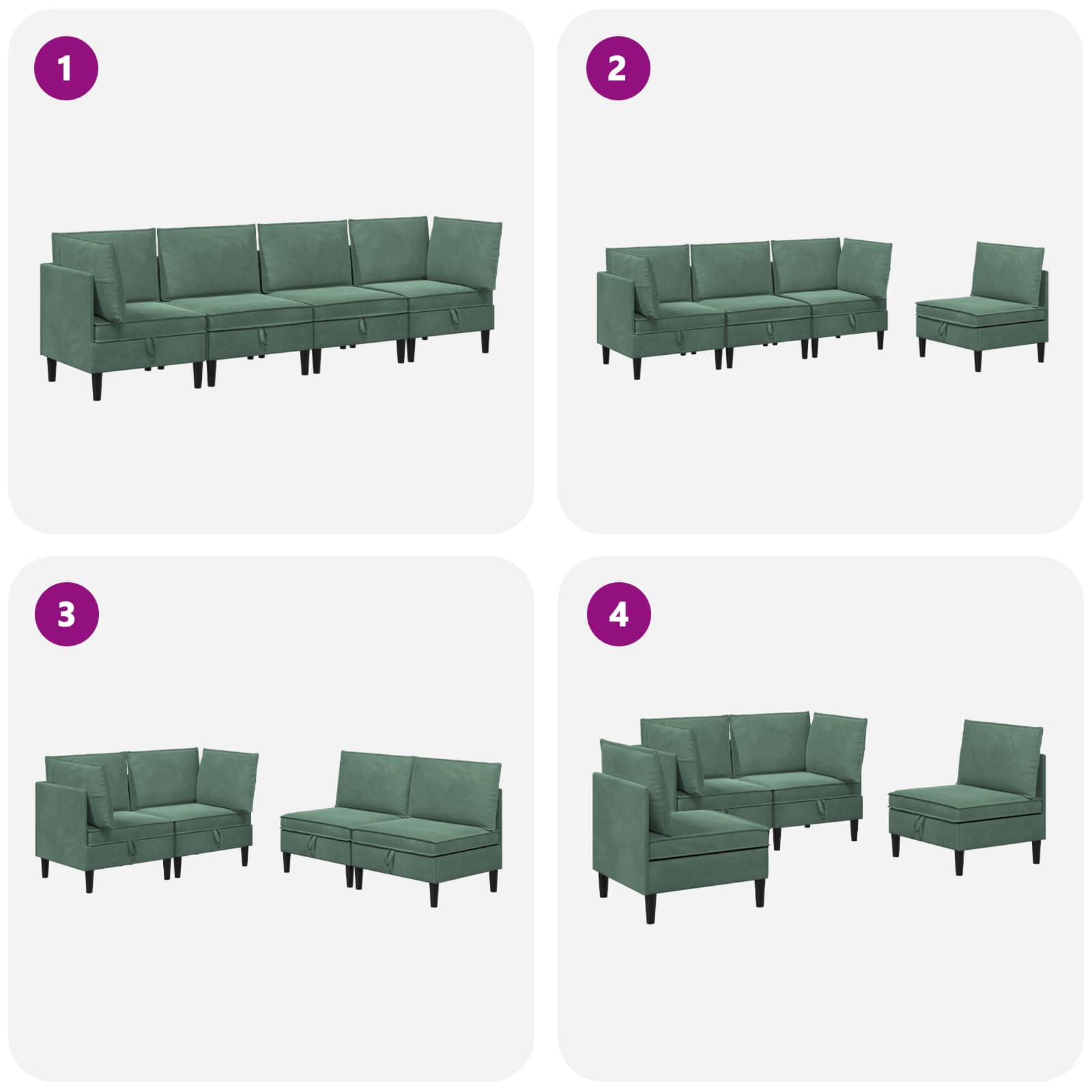 Woonkamer Meubelset met kussen 4 pcs Zeegroen Fluweel is nu te koop bij PeponiXL, paradijselijk wonen!