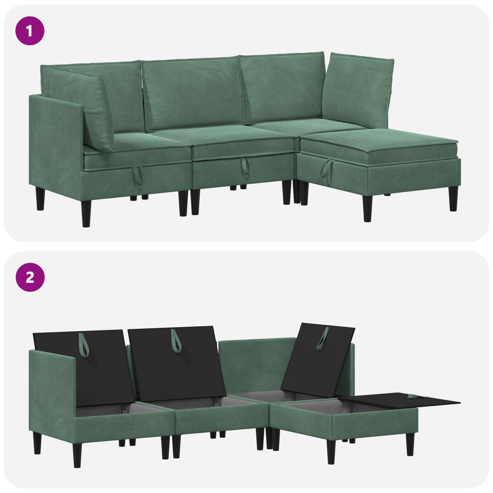 Woonkamer Meubelset met kussen 4 pcs Zeegroen Fluweel is nu te koop bij PeponiXL, paradijselijk wonen!