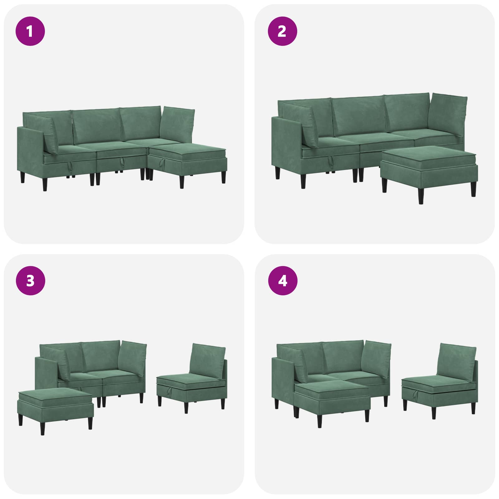 Woonkamer Meubelset met kussen 4 pcs Zeegroen Fluweel is nu te koop bij PeponiXL, paradijselijk wonen!