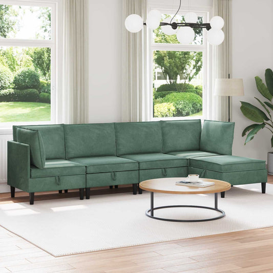 Woonkamer Meubelset met kussen 5 pcs Zeegroen Fluweel is nu te koop bij PeponiXL, paradijselijk wonen!