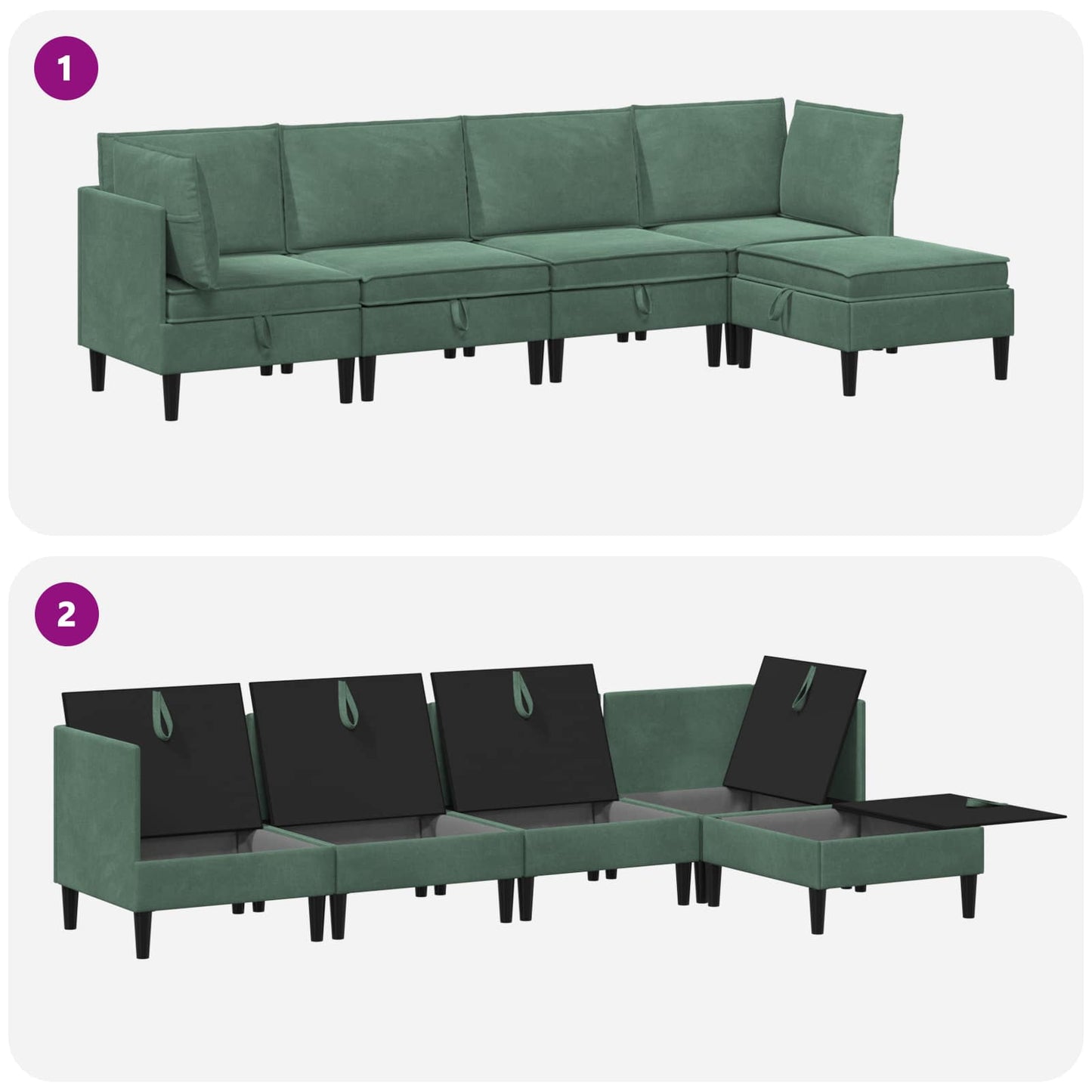 Woonkamer Meubelset met kussen 5 pcs Zeegroen Fluweel is nu te koop bij PeponiXL, paradijselijk wonen!
