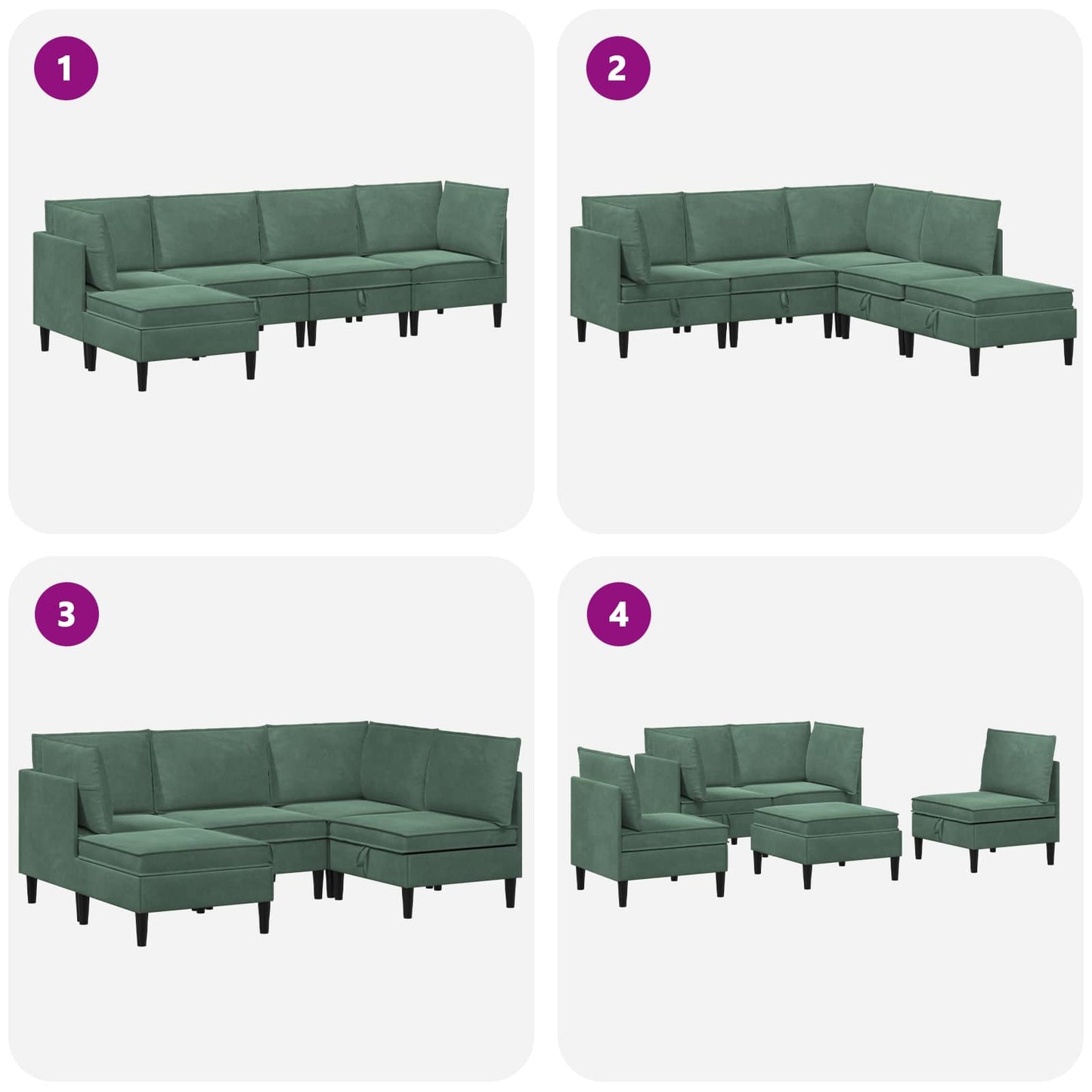 Woonkamer Meubelset met kussen 5 pcs Zeegroen Fluweel is nu te koop bij PeponiXL, paradijselijk wonen!